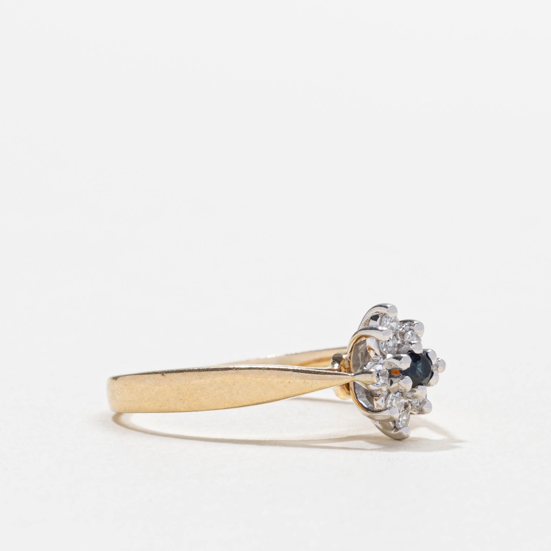 14k Sapphire & Diamond Petal Cluster Ring | SZ 6.25