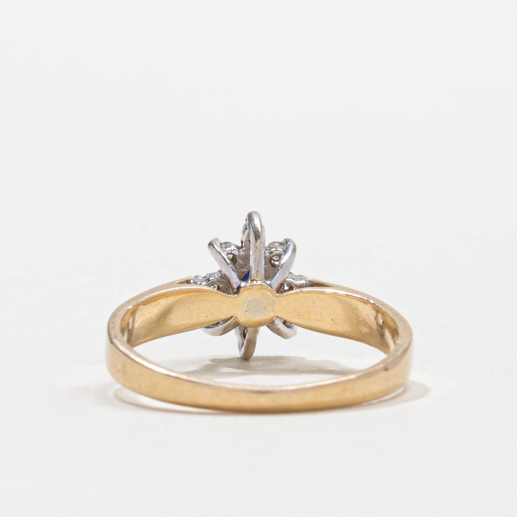 14k Pear Cut Sapphire & Diamond Petal Cluster Ring | SZ 5.25