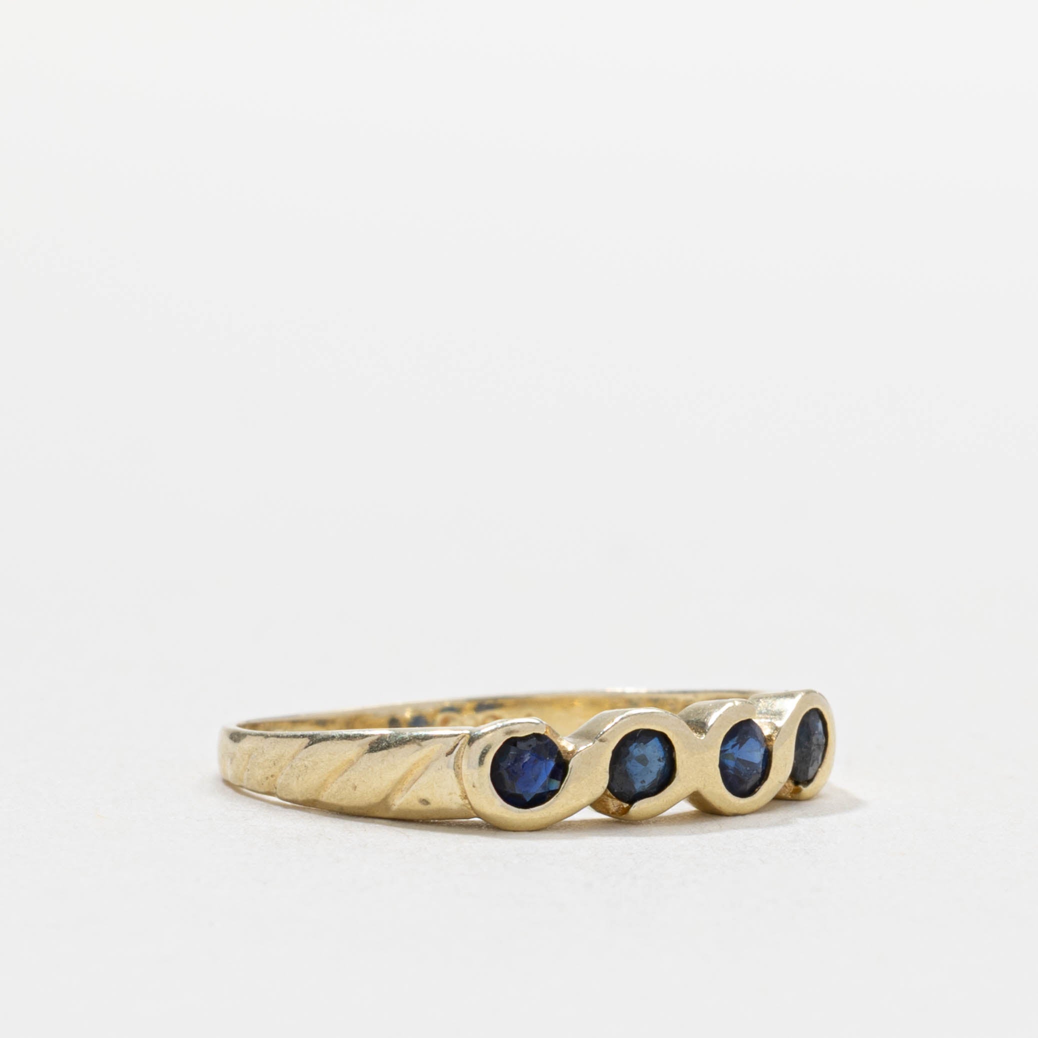 14k Bezel Set Four Stone Sapphire Ring | SZ 6.5