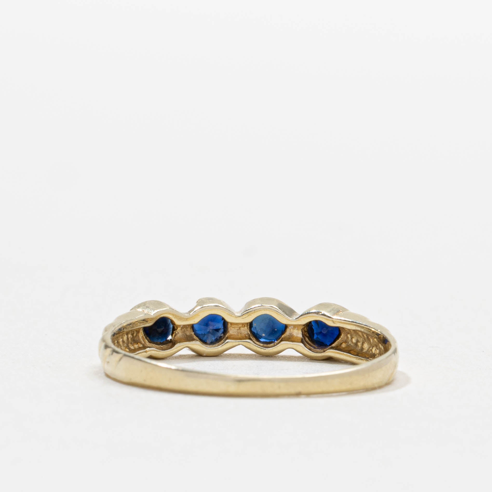 14k Bezel Set Four Stone Sapphire Ring | SZ 6.5