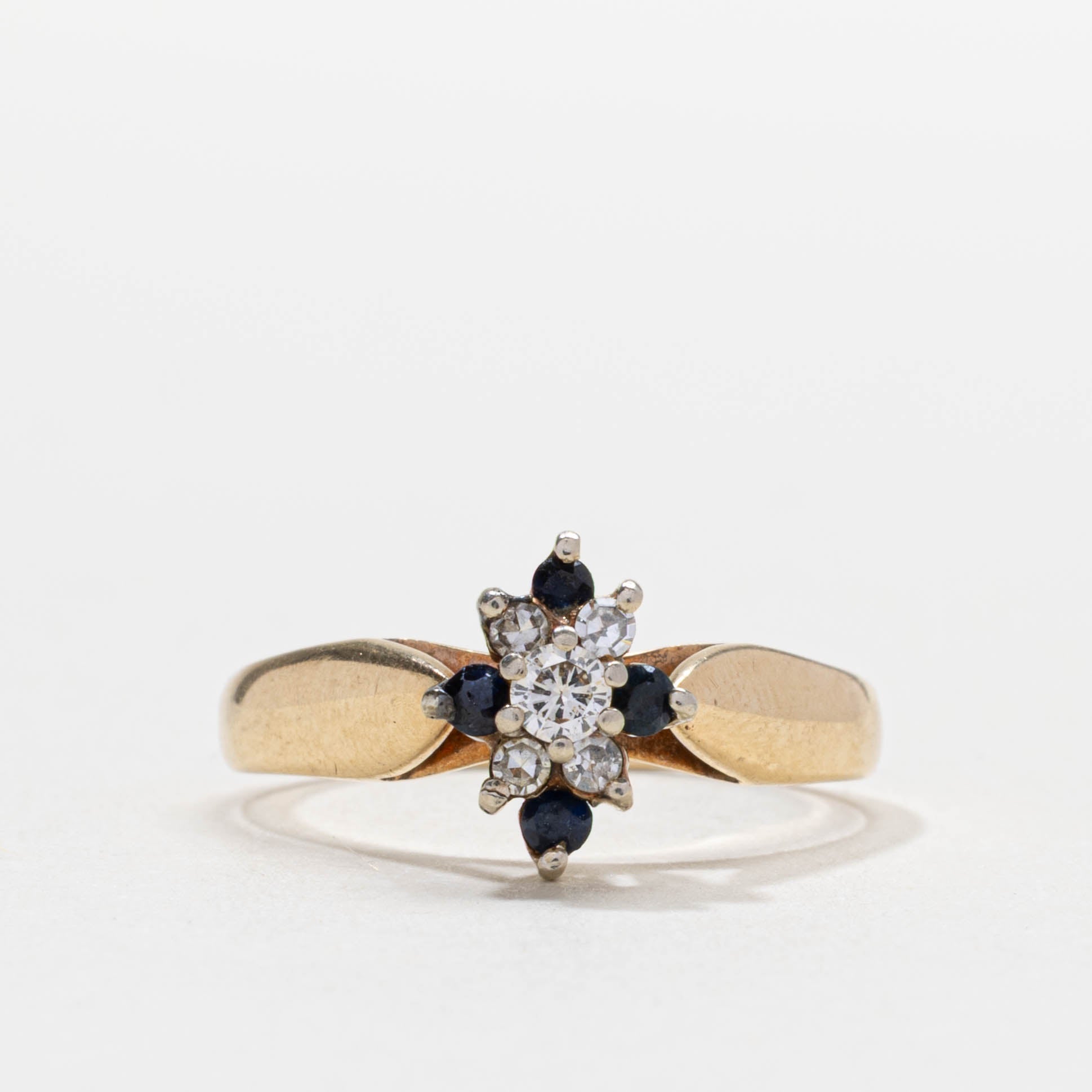 14k Sapphire & Diamond Petal Cluster Ring | SZ 7.25