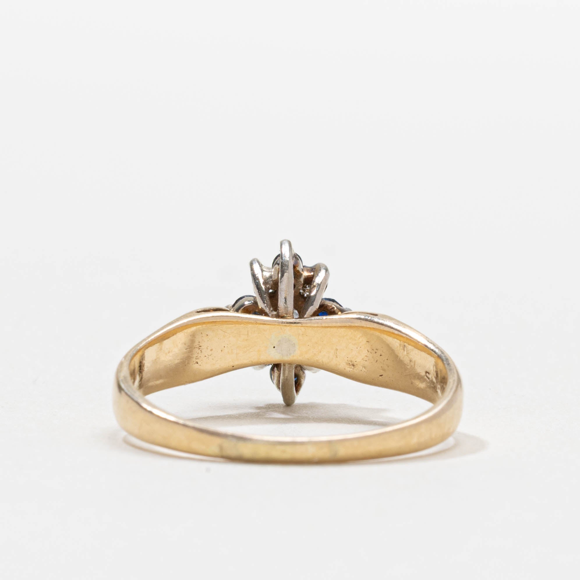 14k Sapphire & Diamond Petal Cluster Ring | SZ 7.25
