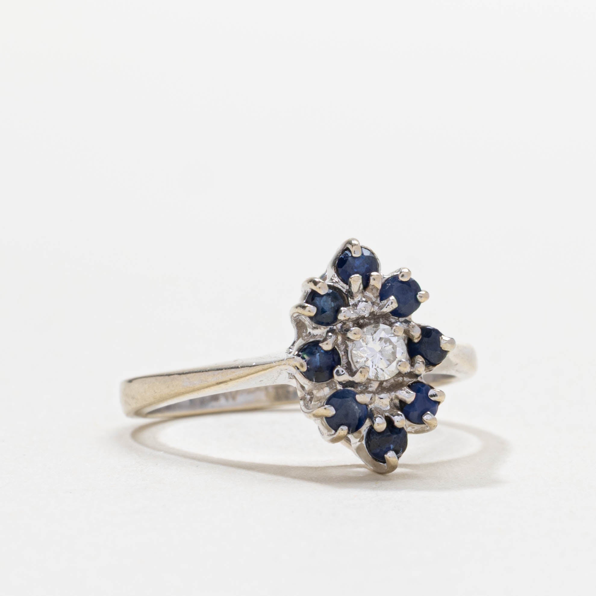 14k Sapphire & Diamond Marquise Cluster Ring | SZ 5.75