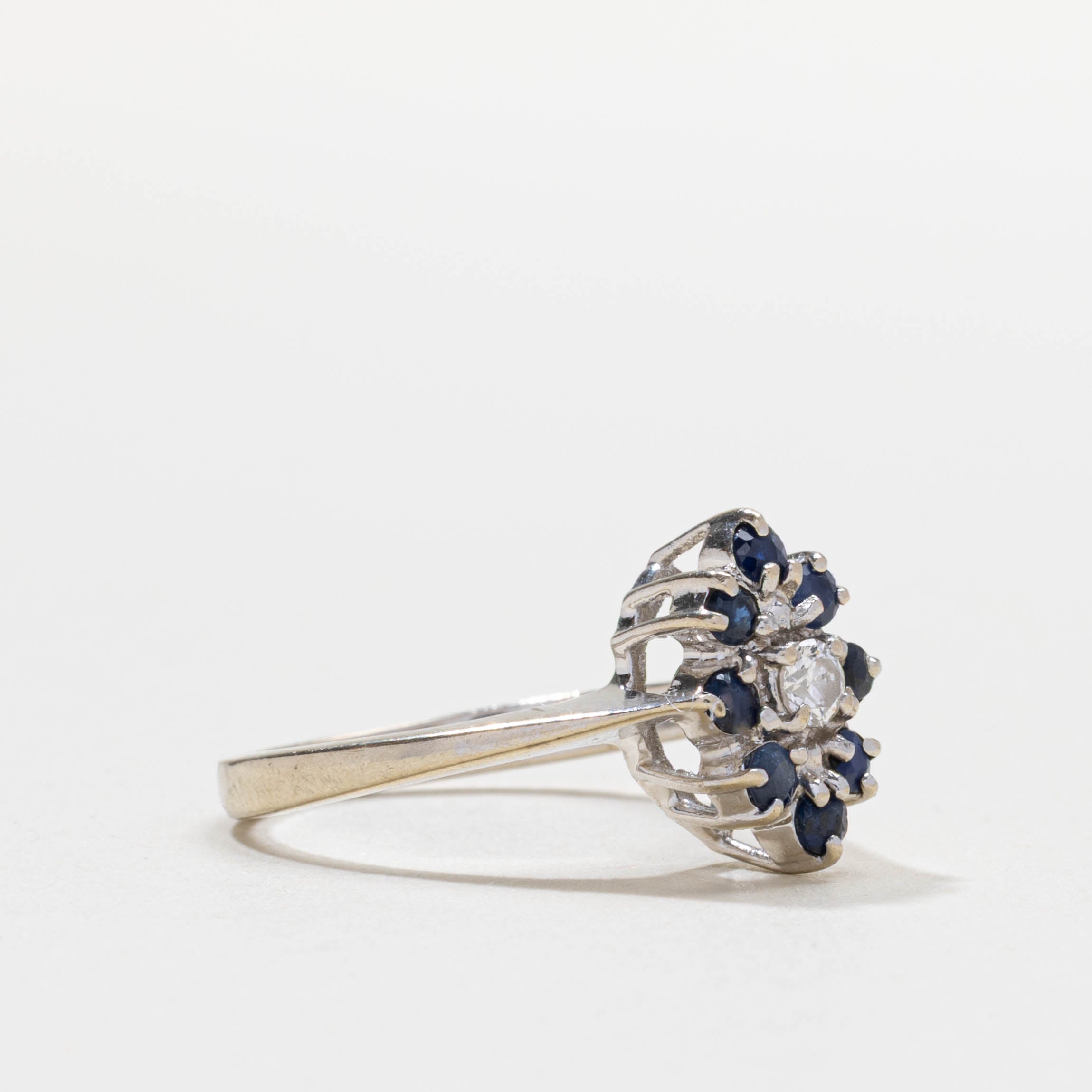 14k Sapphire & Diamond Marquise Cluster Ring | SZ 5.75