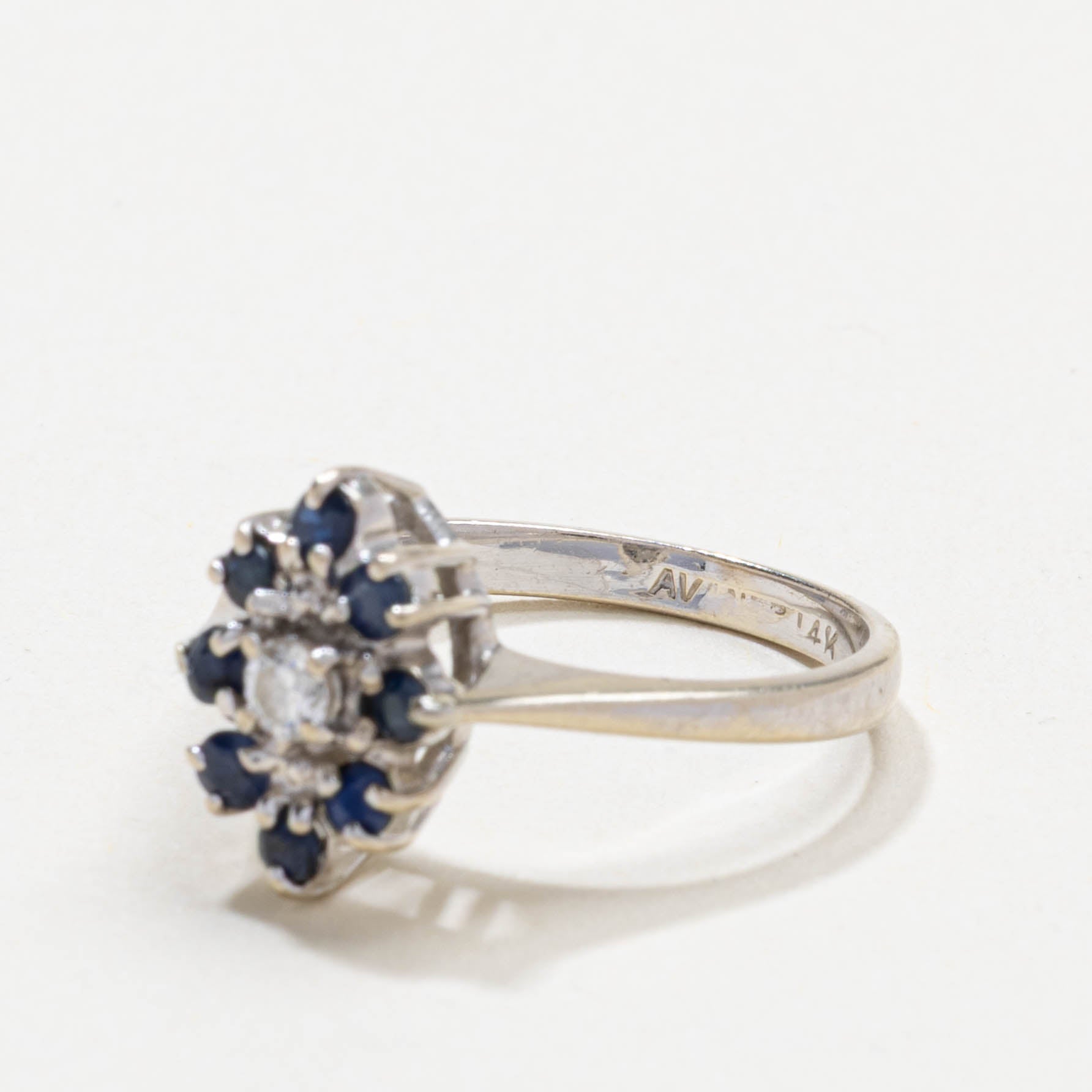14k Sapphire & Diamond Marquise Cluster Ring | SZ 5.75
