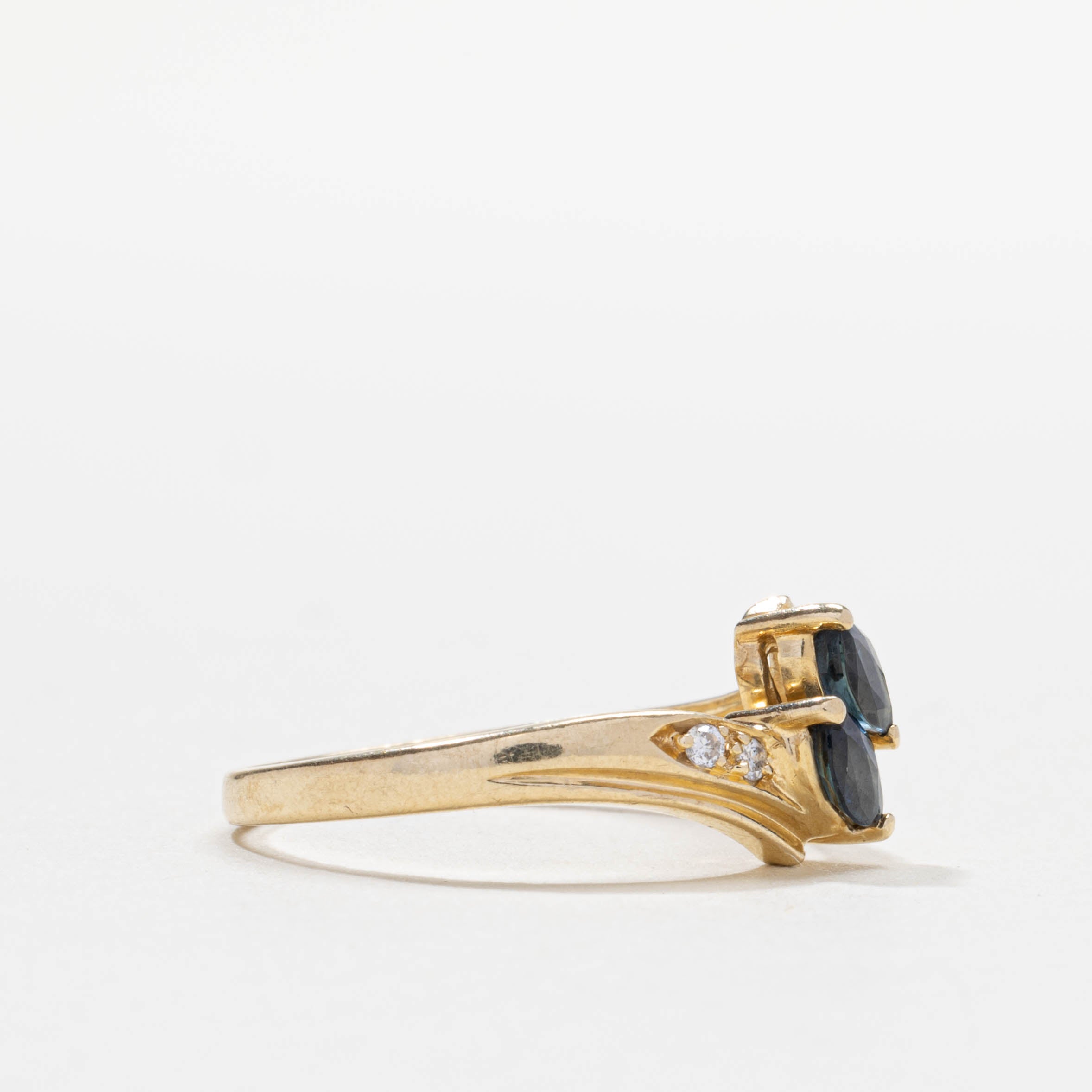 14k Two Stone Sapphire Bypass Ring | SZ 8