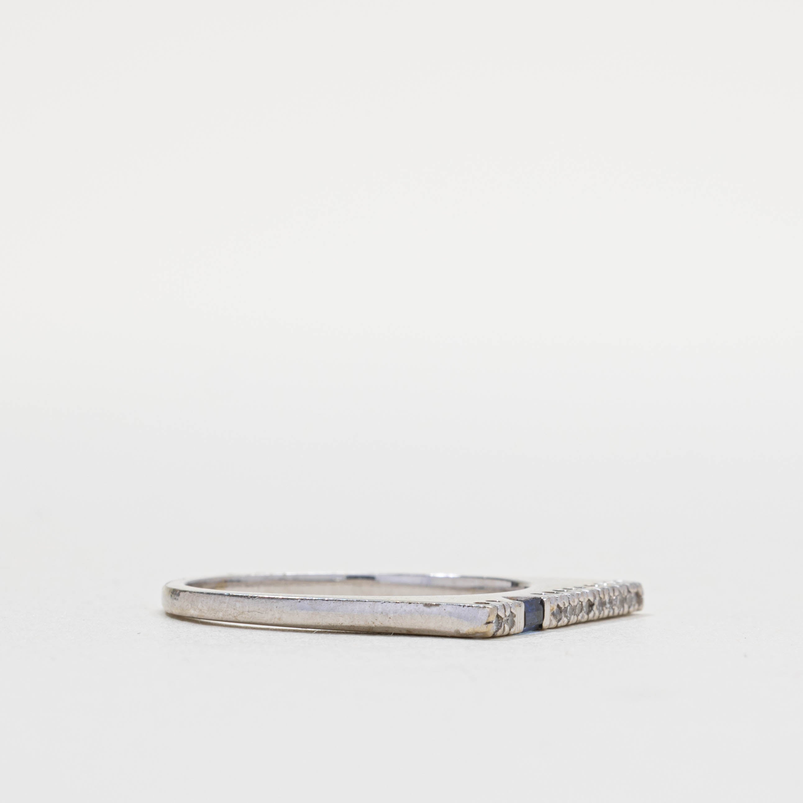 14k Sapphire & Diamond Squared Off Ring | 1.70mm | SZ 6.25