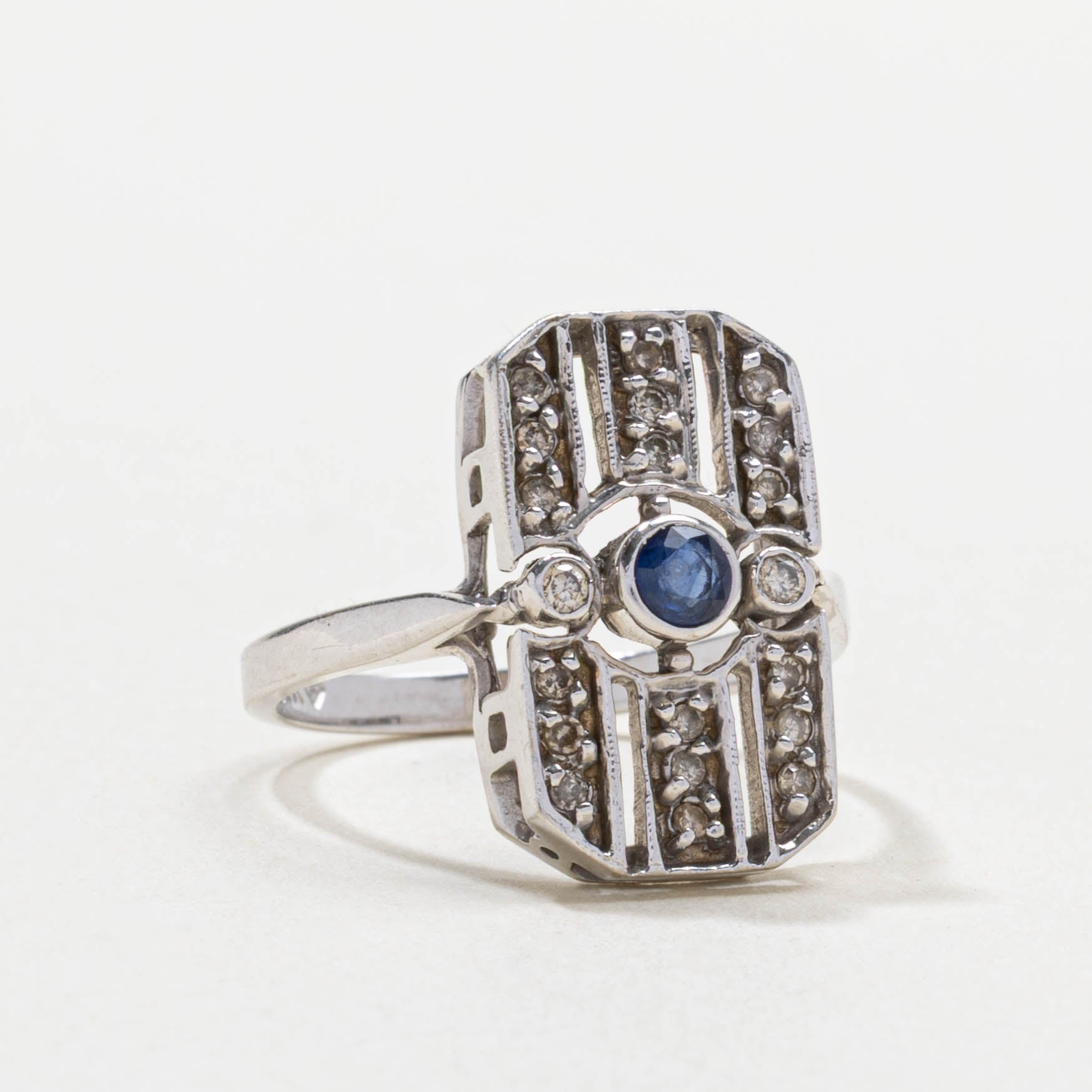 14k Sapphire & Diamond Geometric Ring | SZ 7