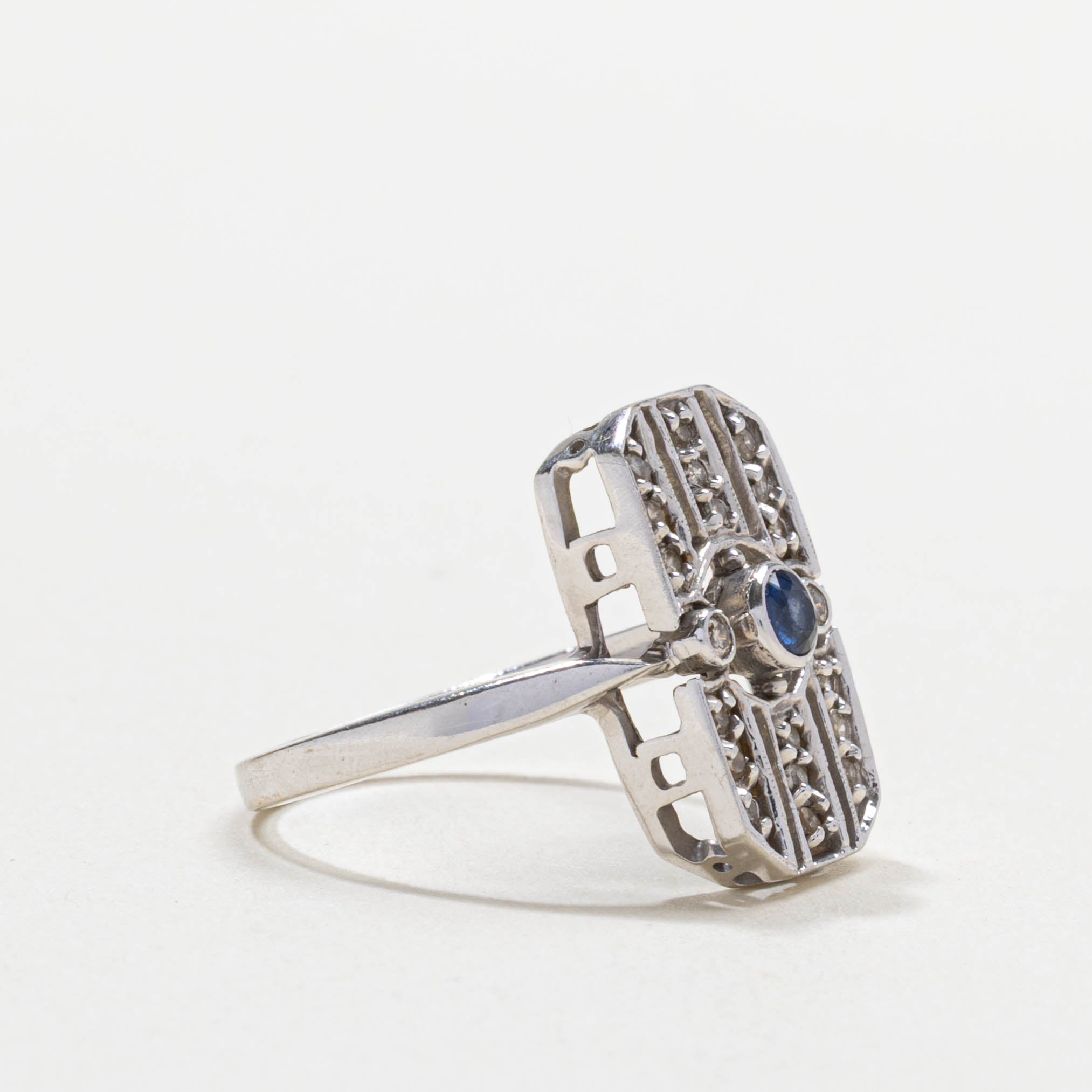 14k Sapphire & Diamond Geometric Ring | SZ 7