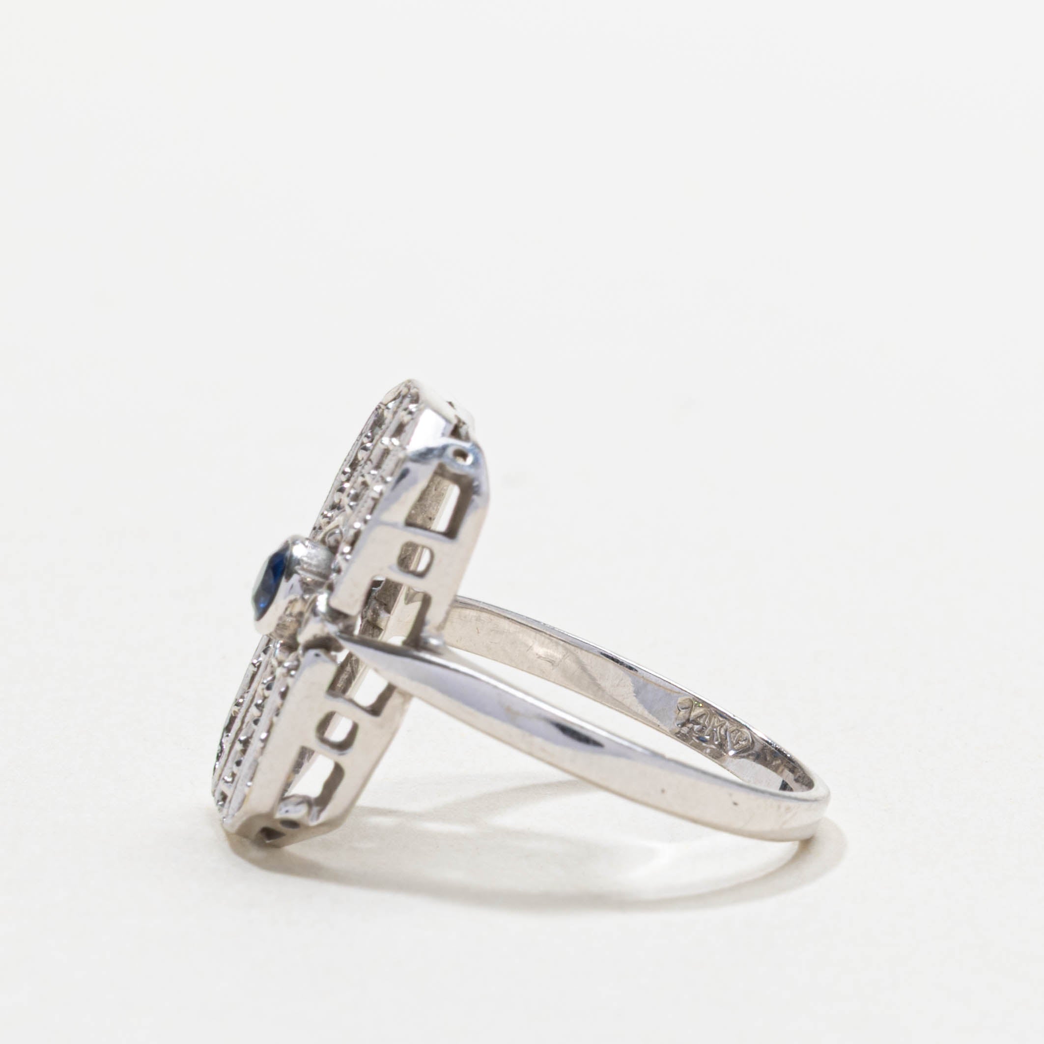 14k Sapphire & Diamond Geometric Ring | SZ 7