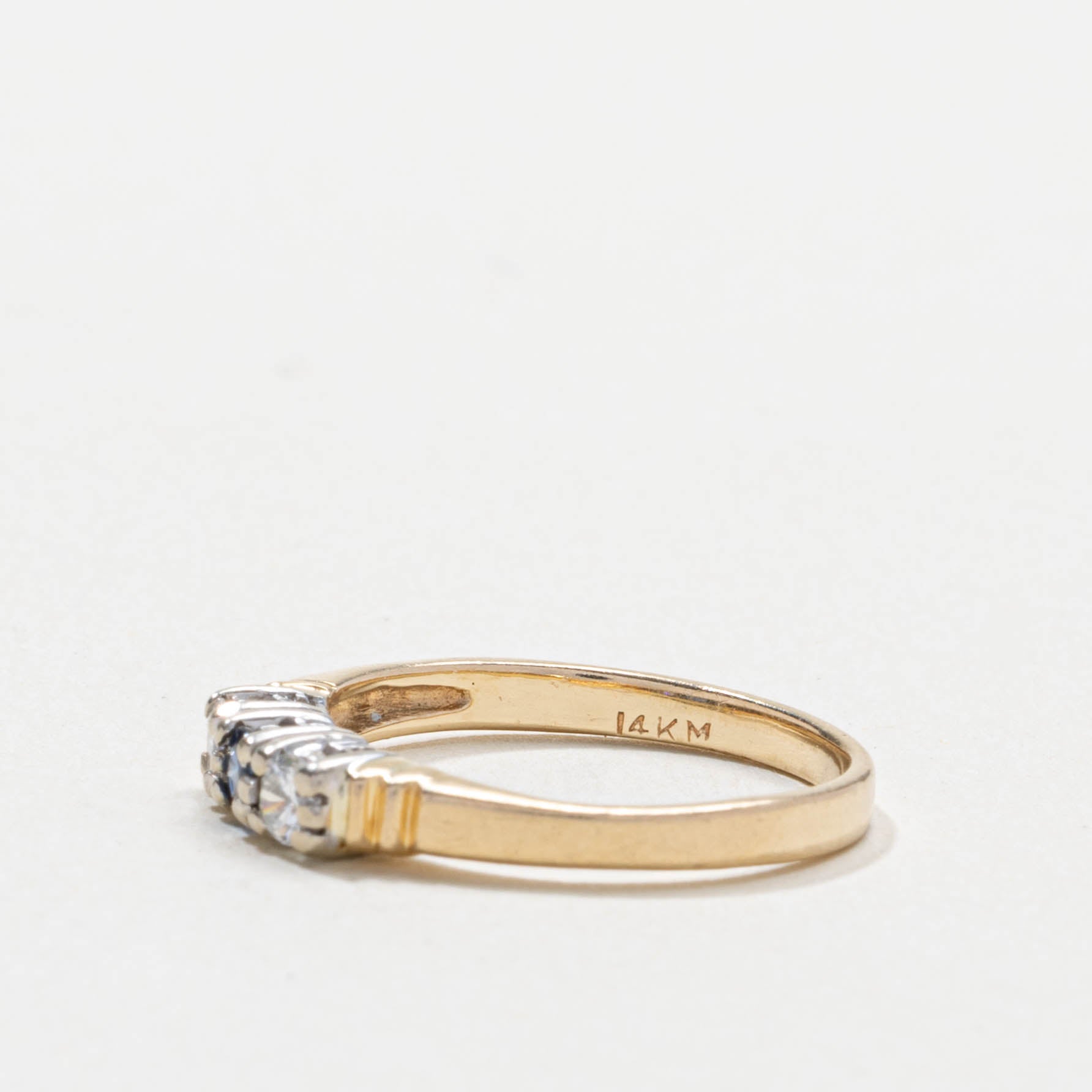 14k Three Stone Sapphire & Diamond Ring | SZ 5.25