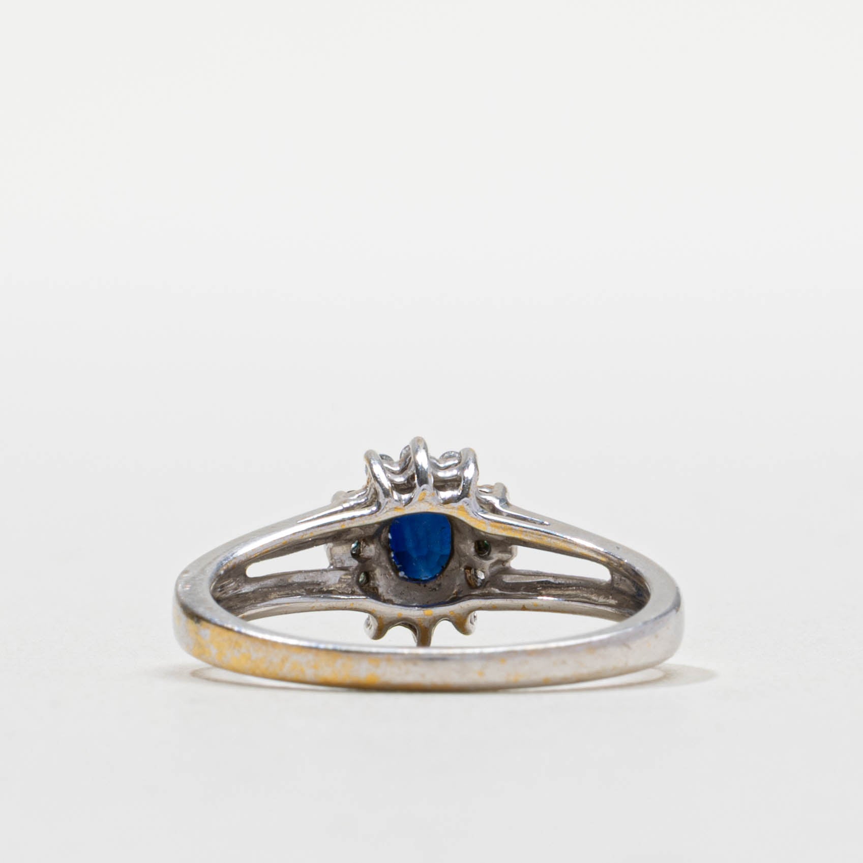 18k Sapphire & Diamond Petal Halo Ring | SZ 6.75
