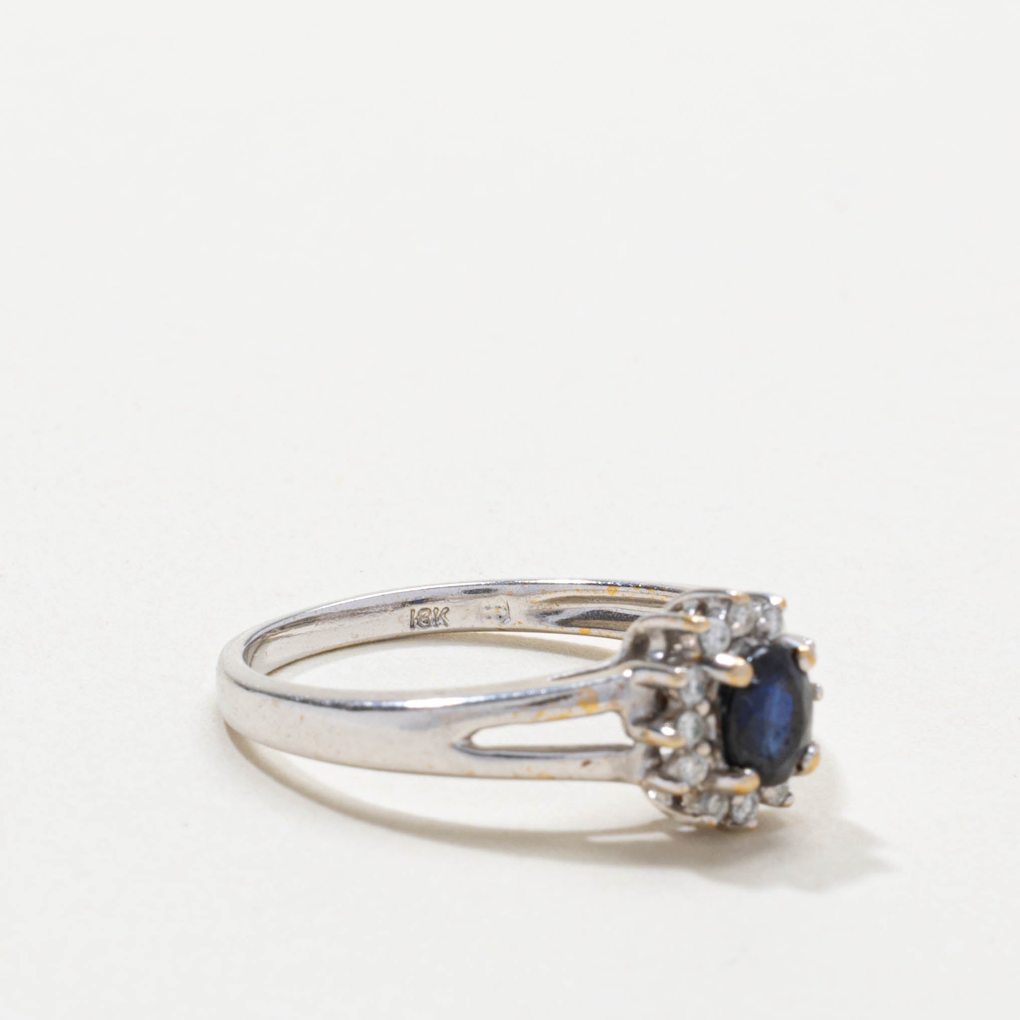 18k Sapphire & Diamond Petal Halo Ring | SZ 6.75
