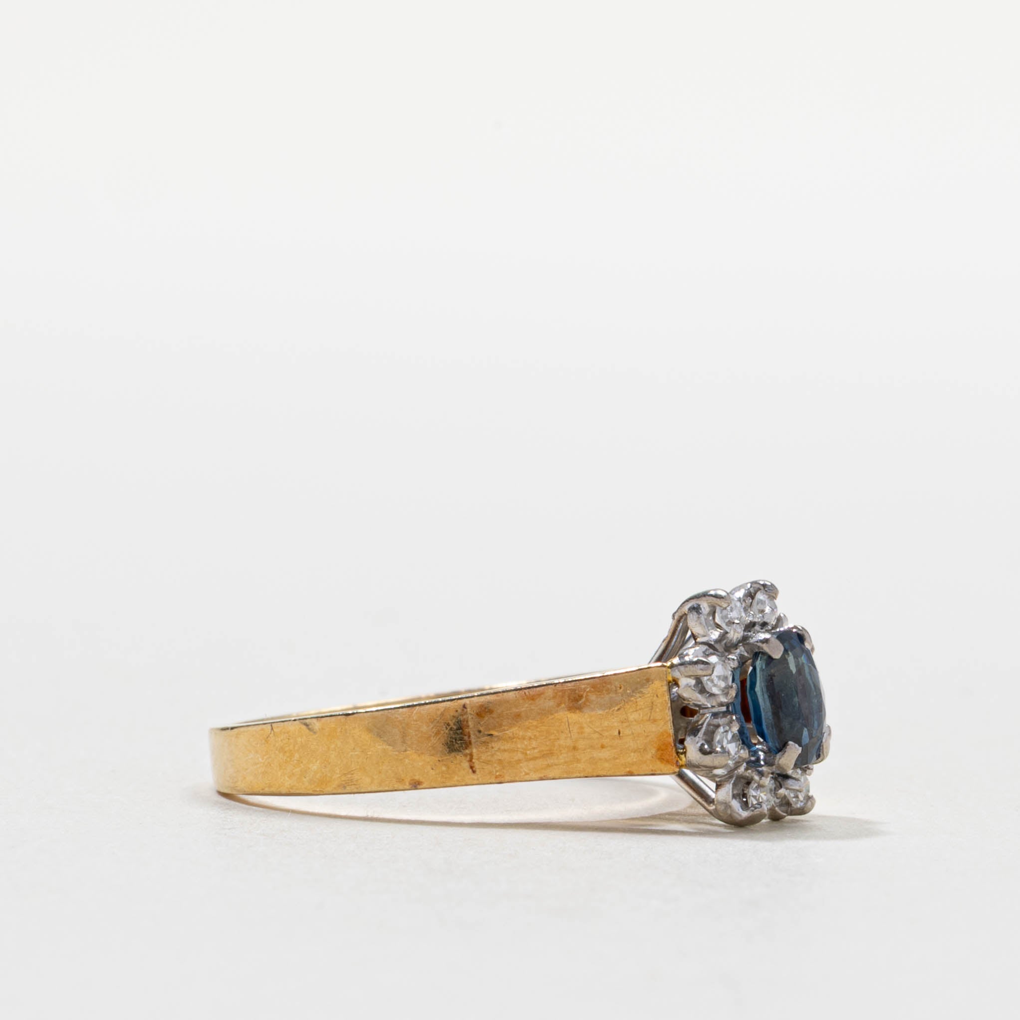 18k Sapphire & Diamond Daisy Cluster Ring | SZ 6.25