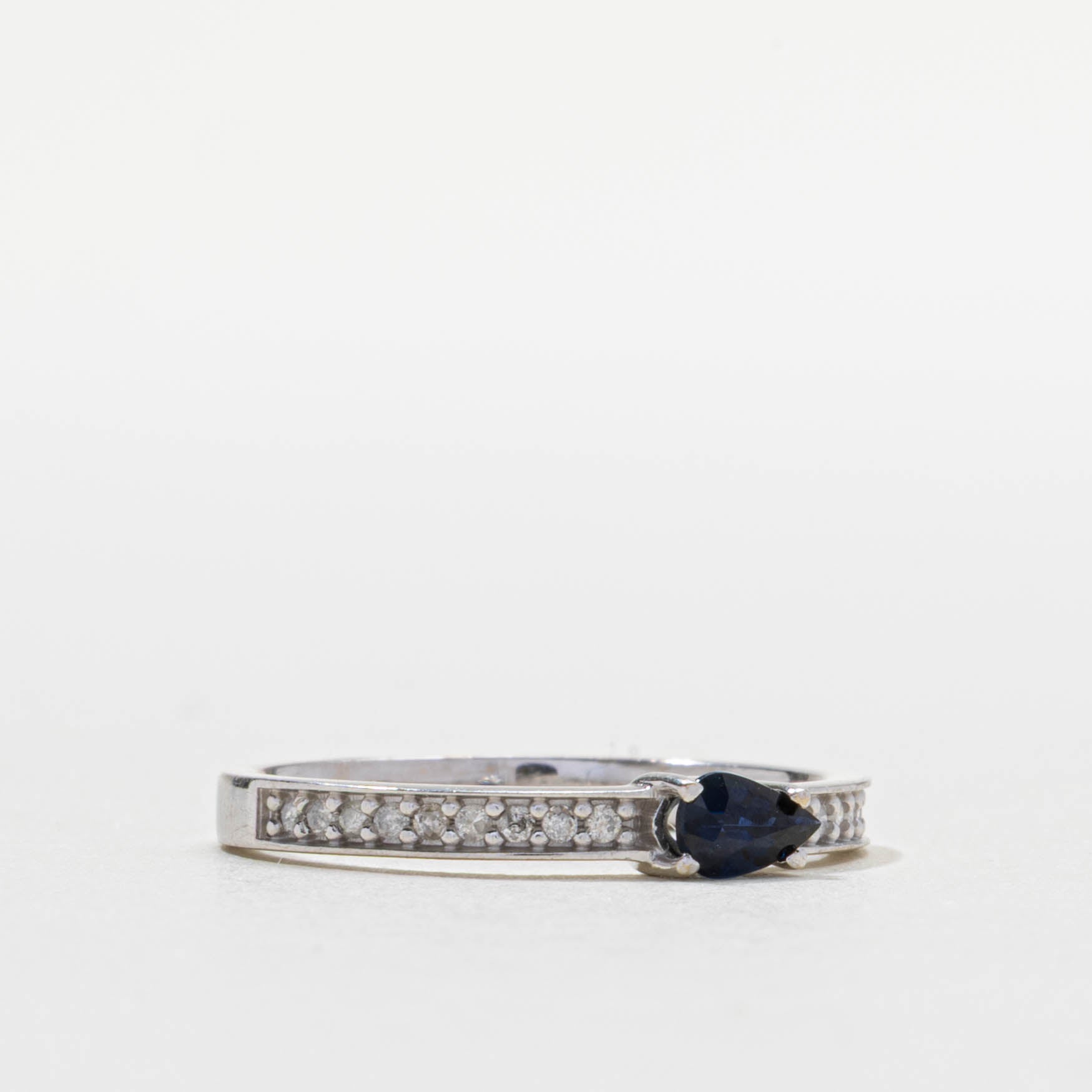 18k Pear Cut Sapphire & Diamond Accented Ring | SZ 6.75