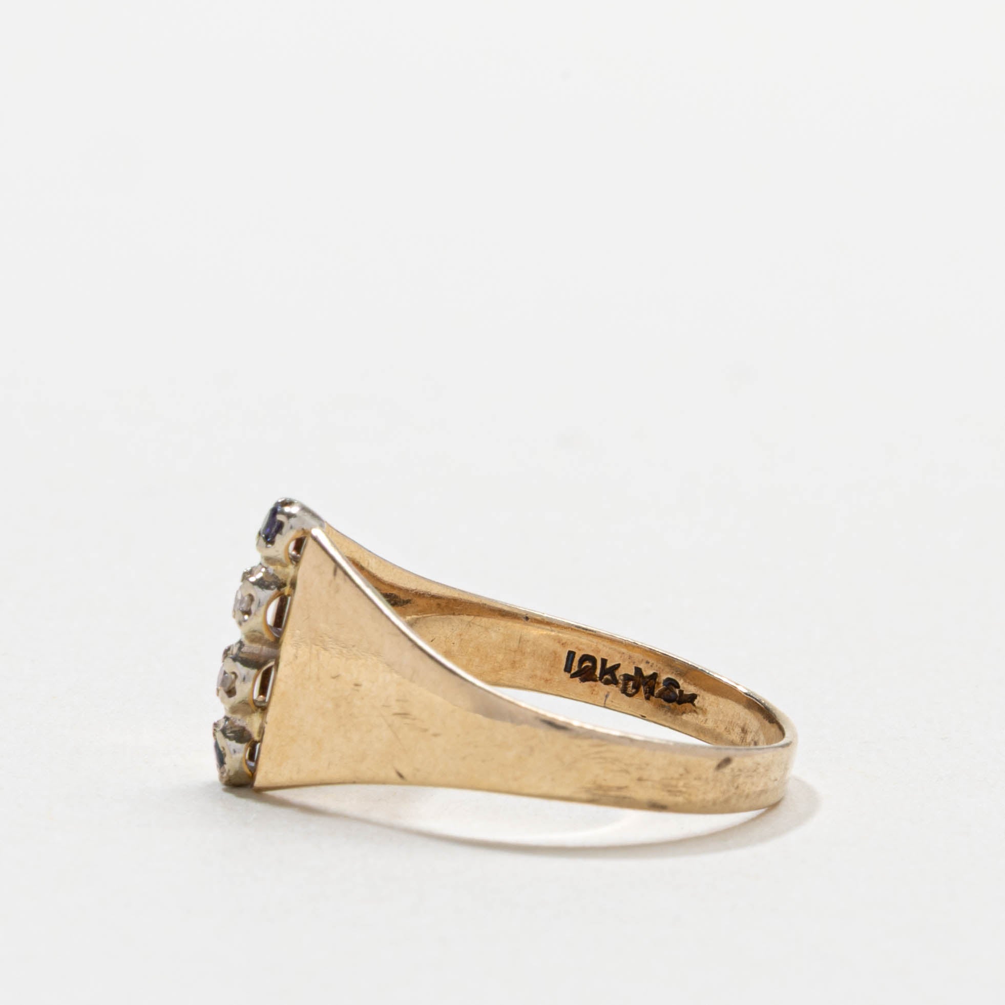 10k Four Stone Sapphire & Diamond Column Ring | SZ 6