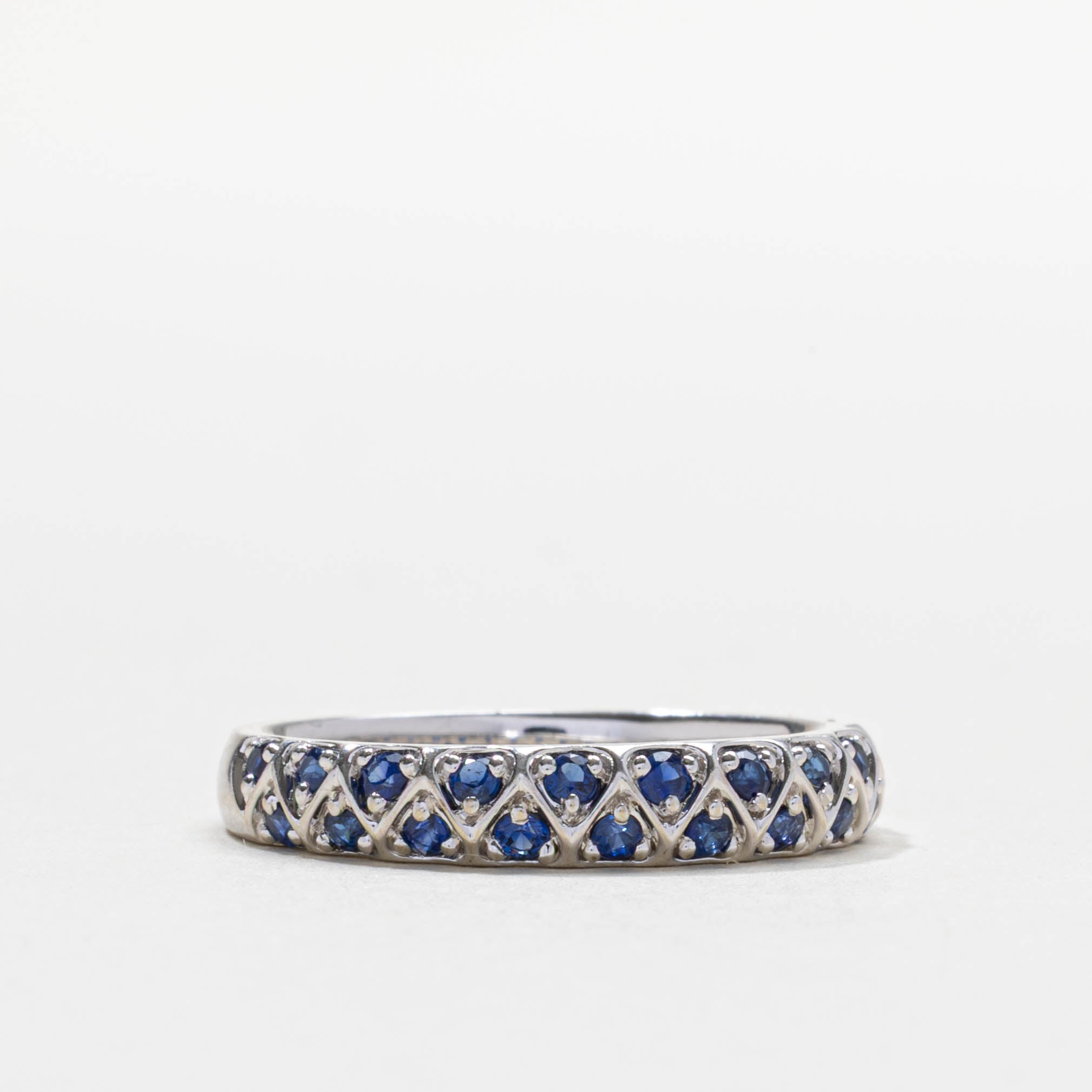 14k Semi Eternity Sapphire Double Row Band | 3.80mm | SZ 7