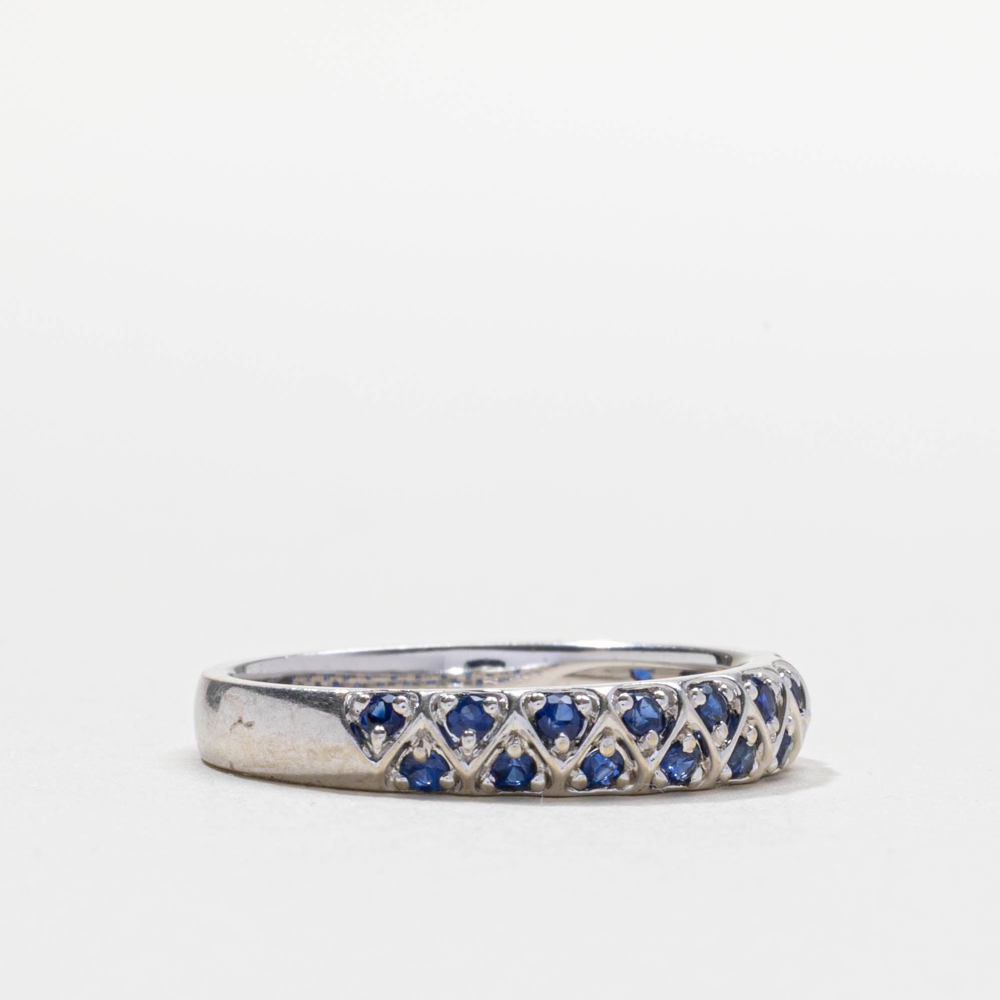 14k Semi Eternity Sapphire Double Row Band | 3.80mm | SZ 7