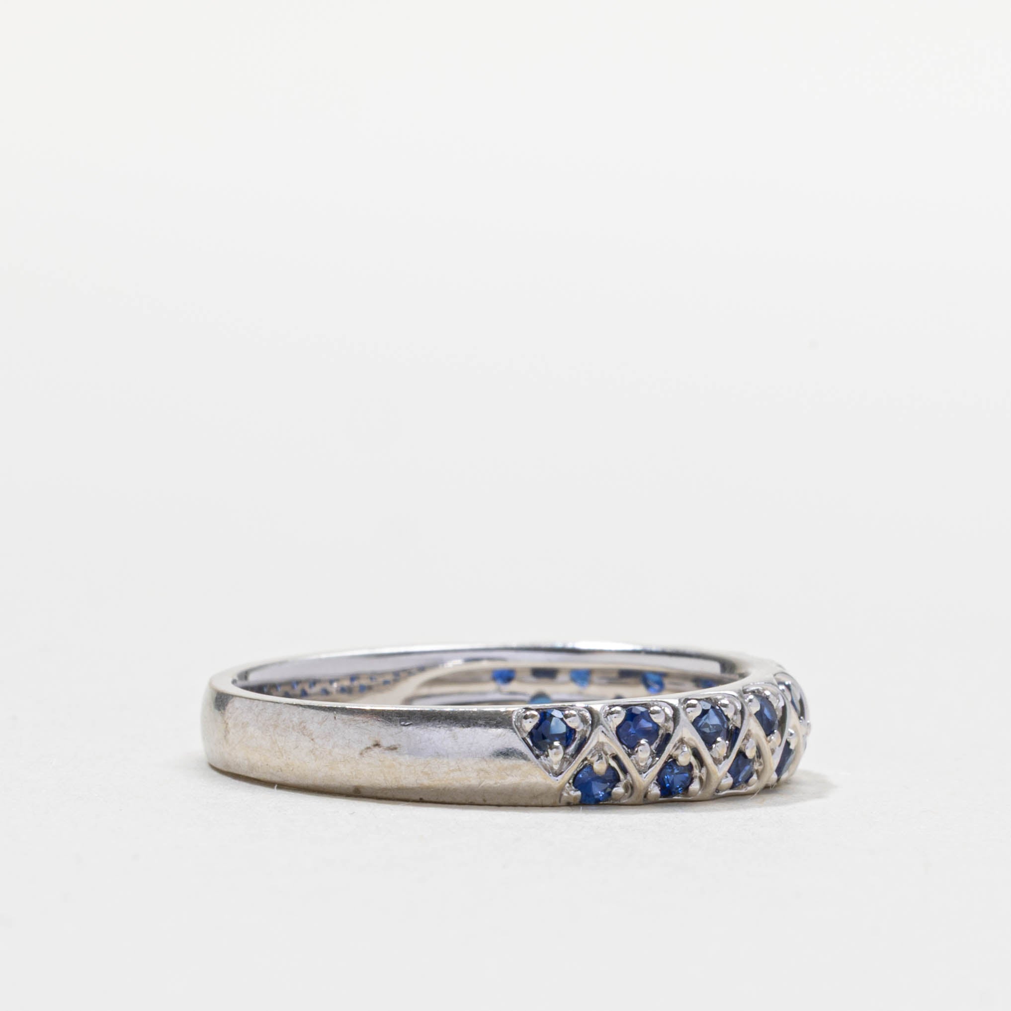 14k Semi Eternity Sapphire Double Row Band | 3.80mm | SZ 7