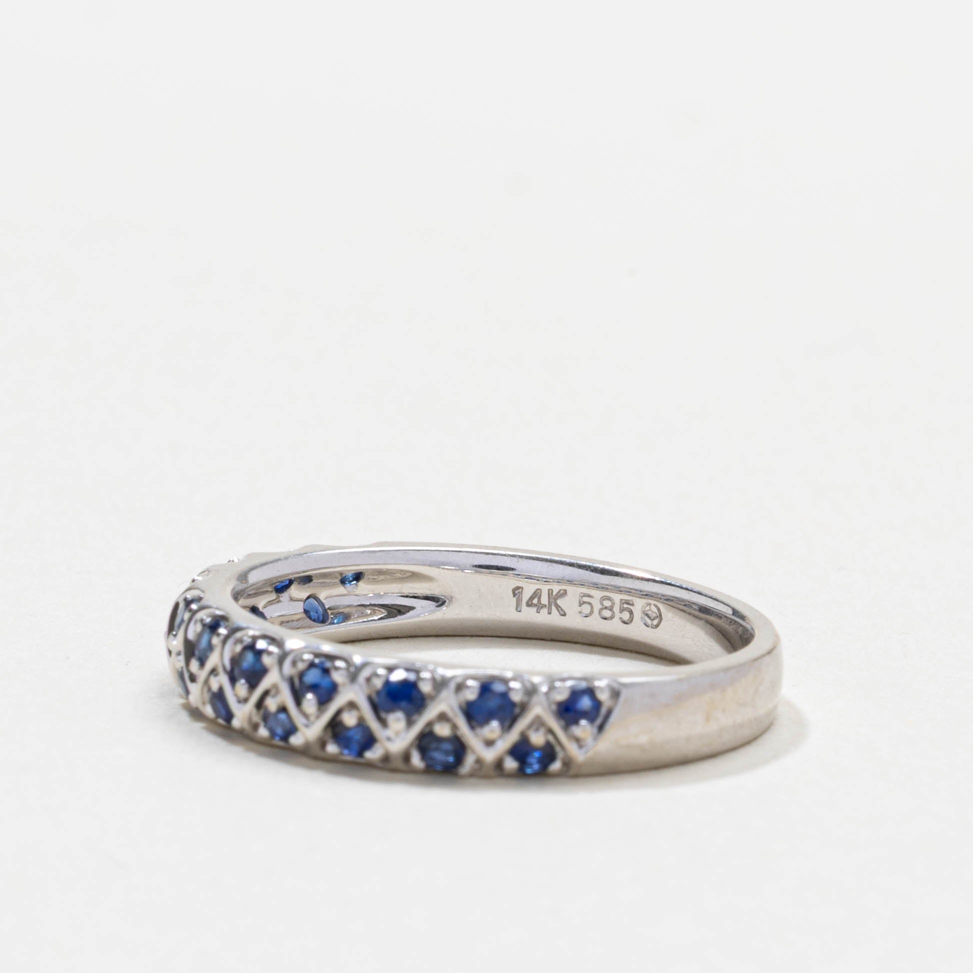 14k Semi Eternity Sapphire Double Row Band | 3.80mm | SZ 7