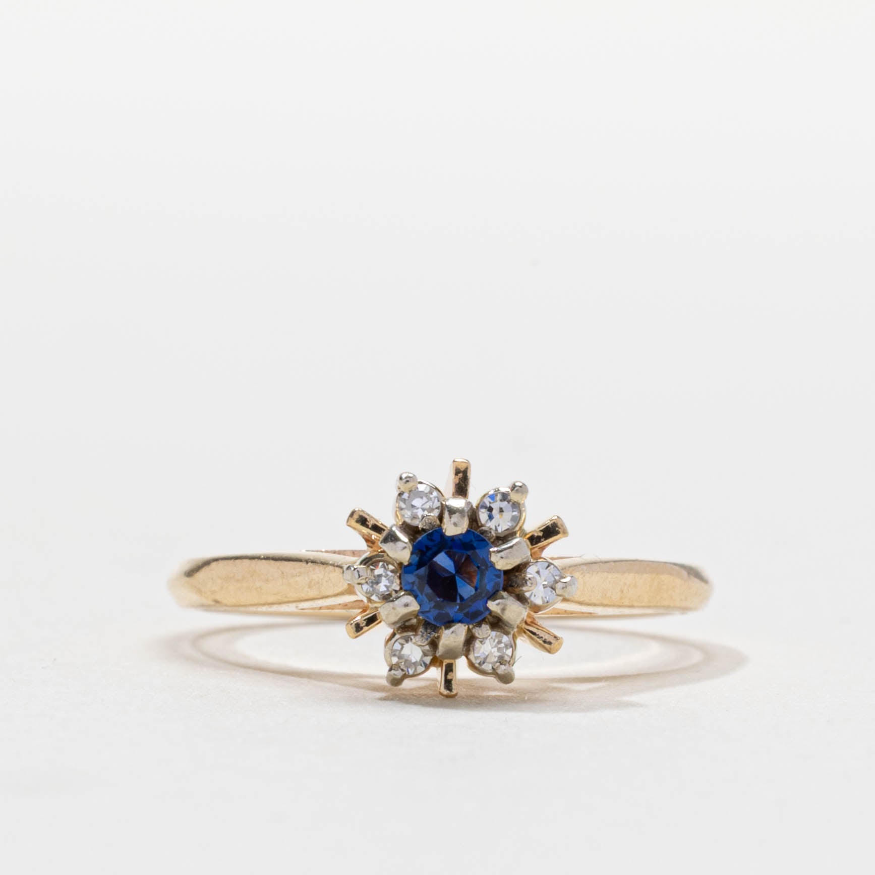 14k Sapphire & Diamond Petal Cluster Ring | SZ 4.75