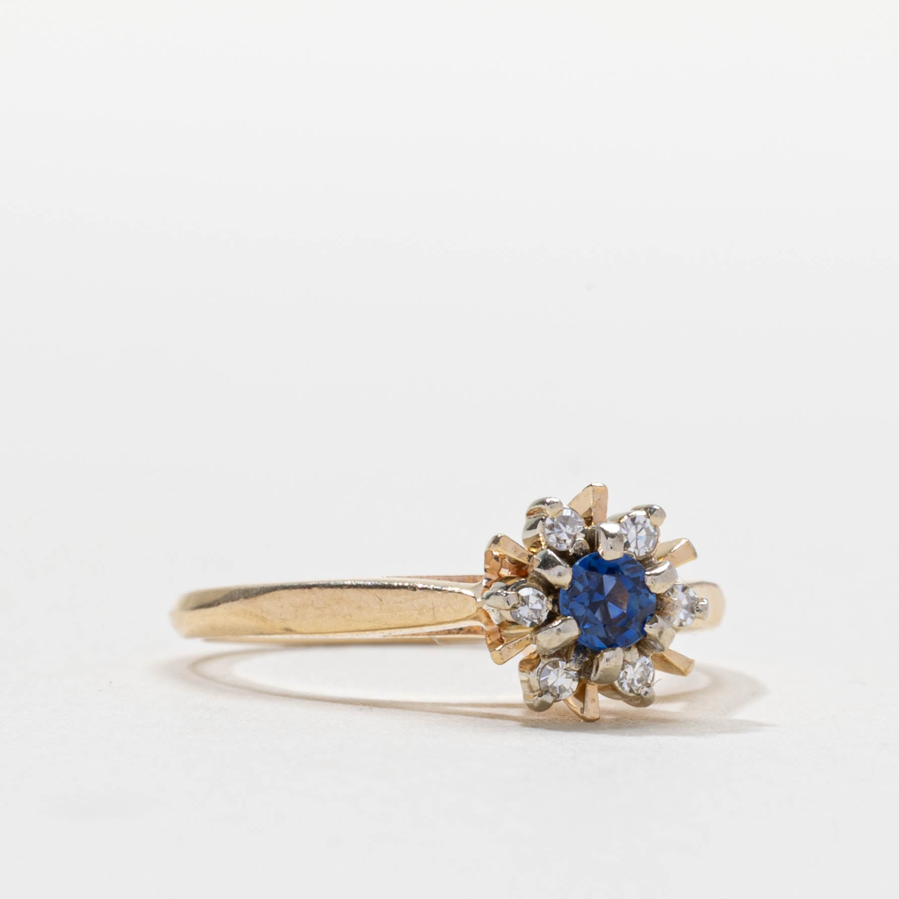14k Sapphire & Diamond Petal Cluster Ring | SZ 4.75