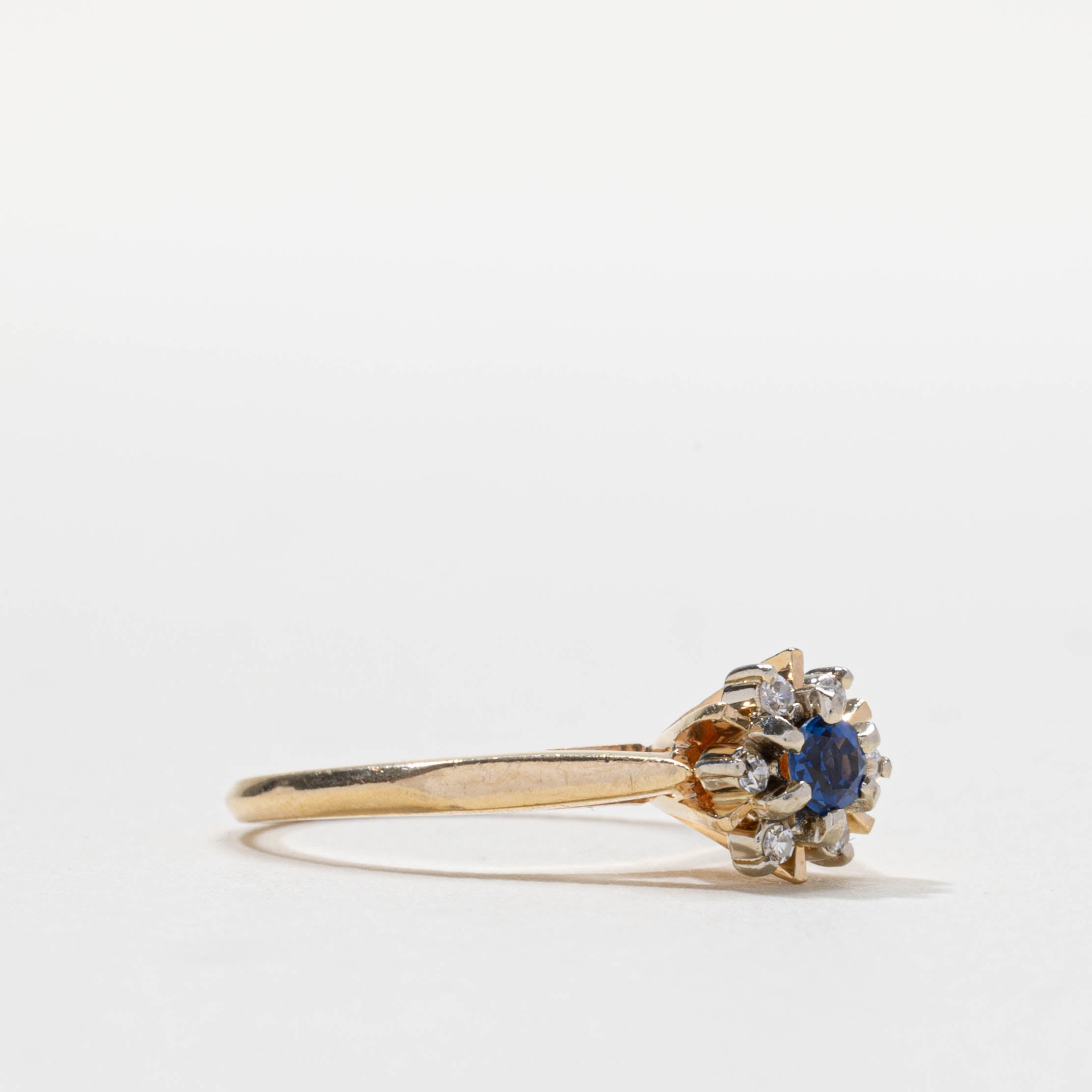 14k Sapphire & Diamond Petal Cluster Ring | SZ 4.75