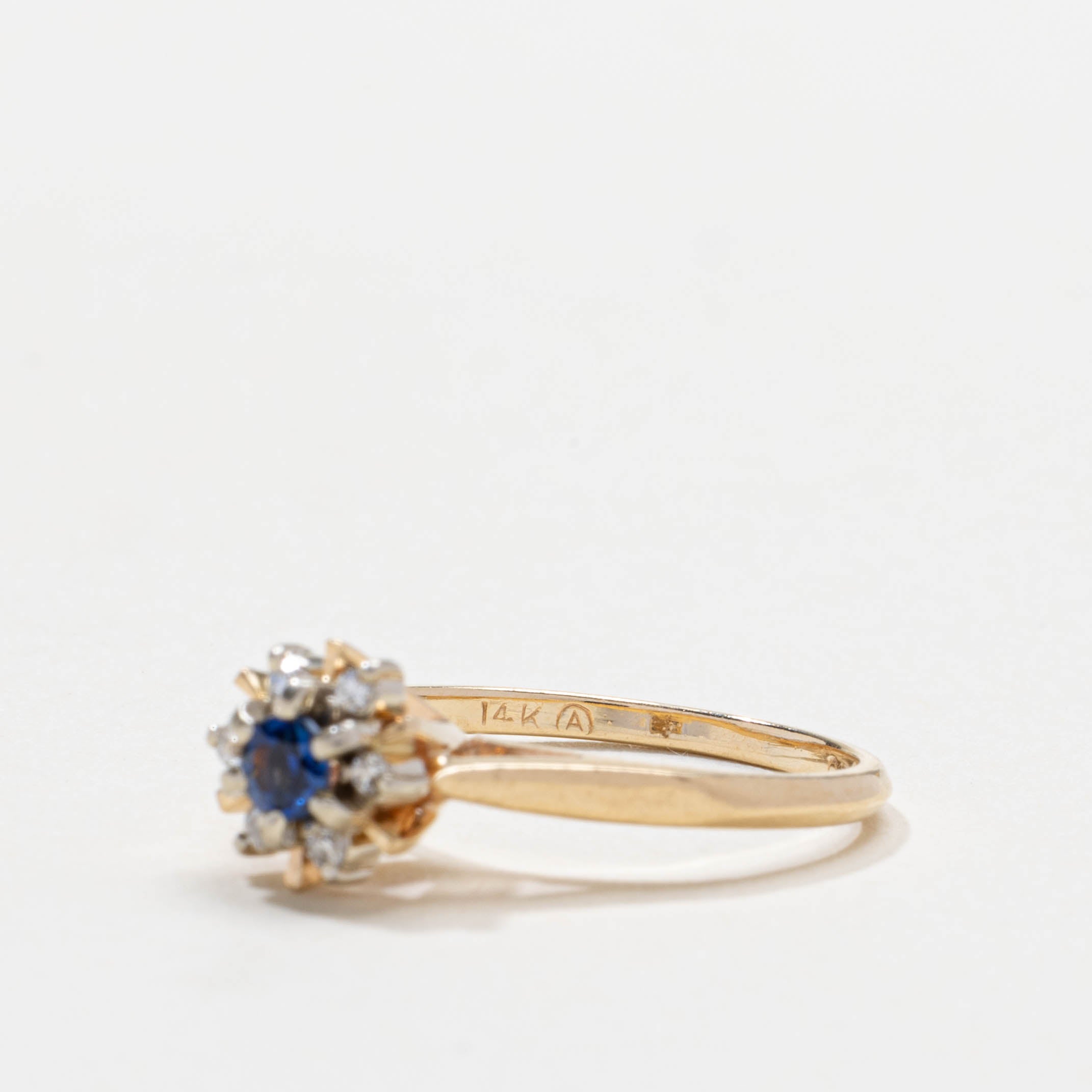 14k Sapphire & Diamond Petal Cluster Ring | SZ 4.75