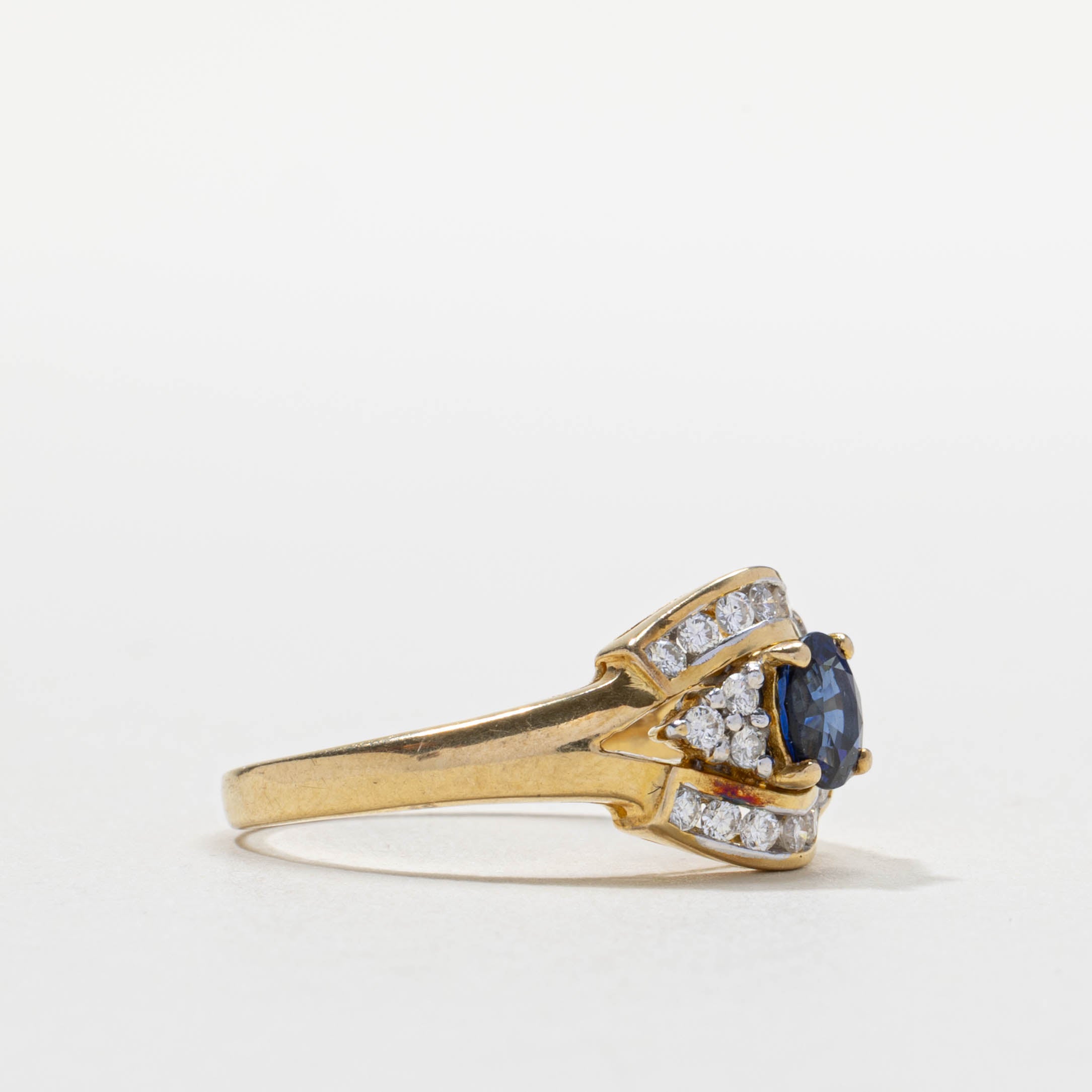 18k Synthetic Sapphire & Natural Diamond Accented Ring | SZ 8.25