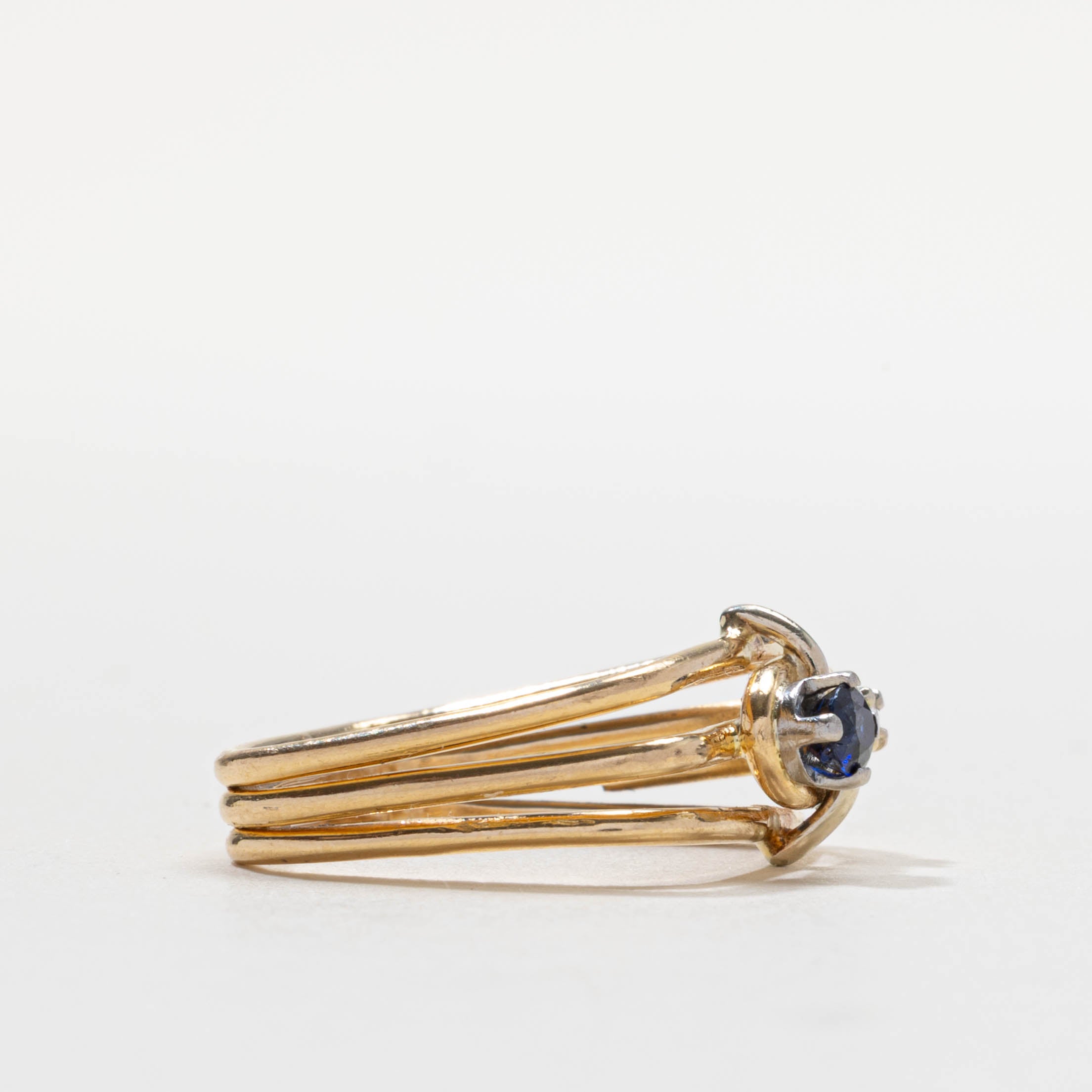 18k Sapphire & Diamond Geometric Layered Ring | SZ 5.5
