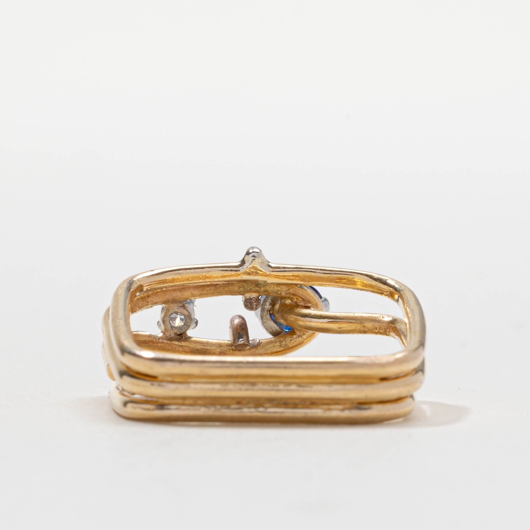 18k Sapphire & Diamond Geometric Layered Ring | SZ 5.5