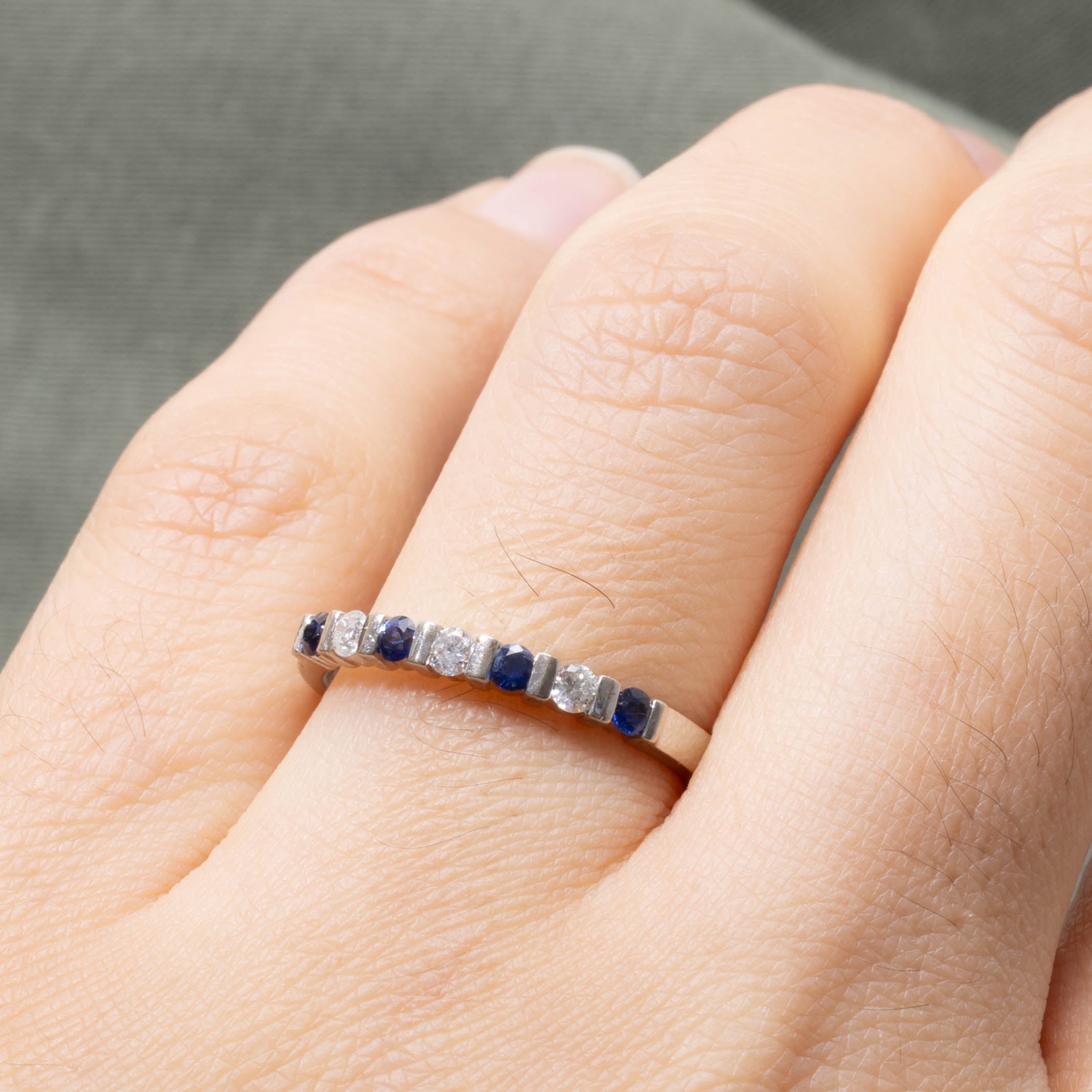 14k Synthetic Sapphire & Natural Diamond Band | 2.20mm | SZ 6.75
