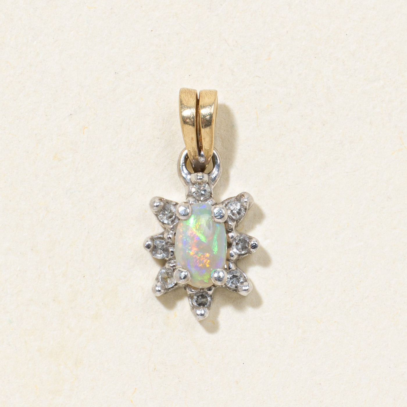 Opal & Diamond Petal Pendant