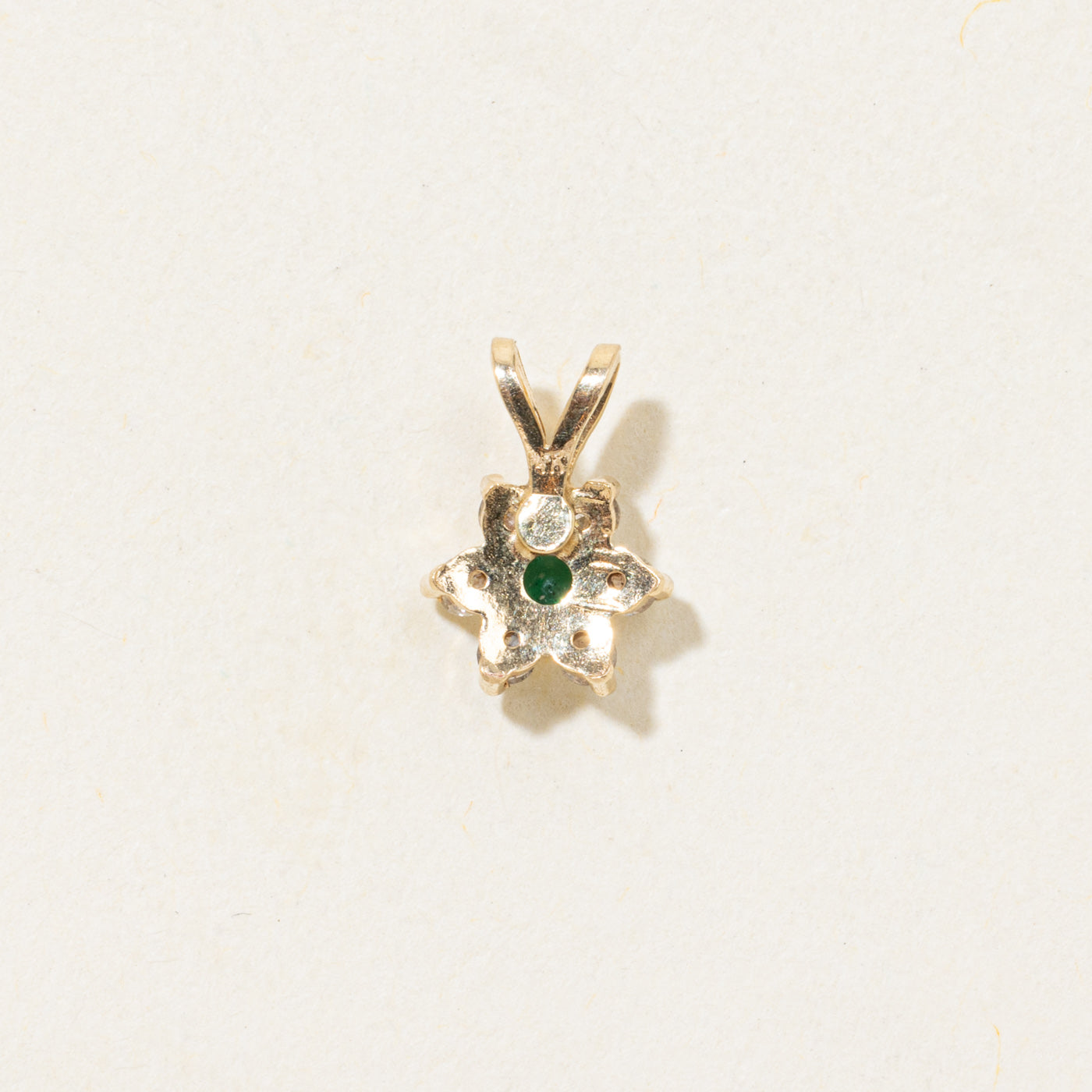 Emerald & Diamond Petal Halo Pendant