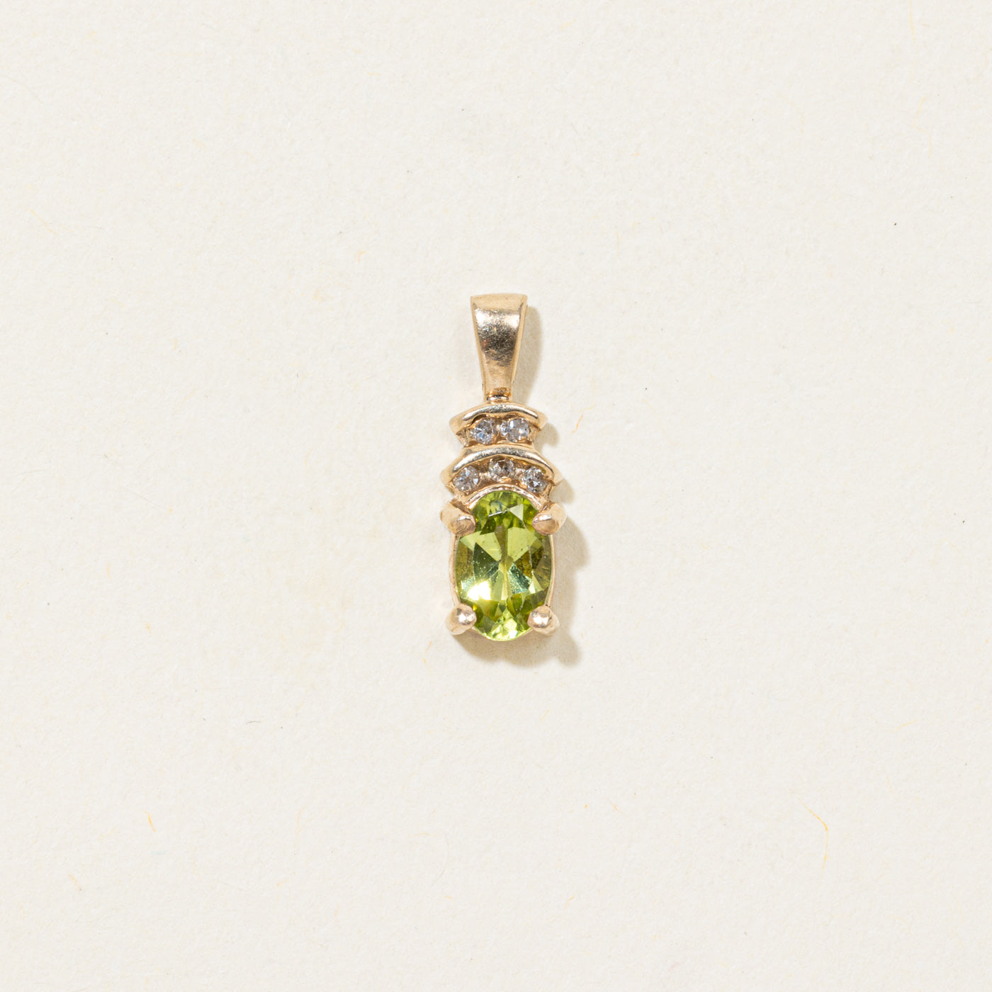 Oval Cut Peridot & Diamond Pendant