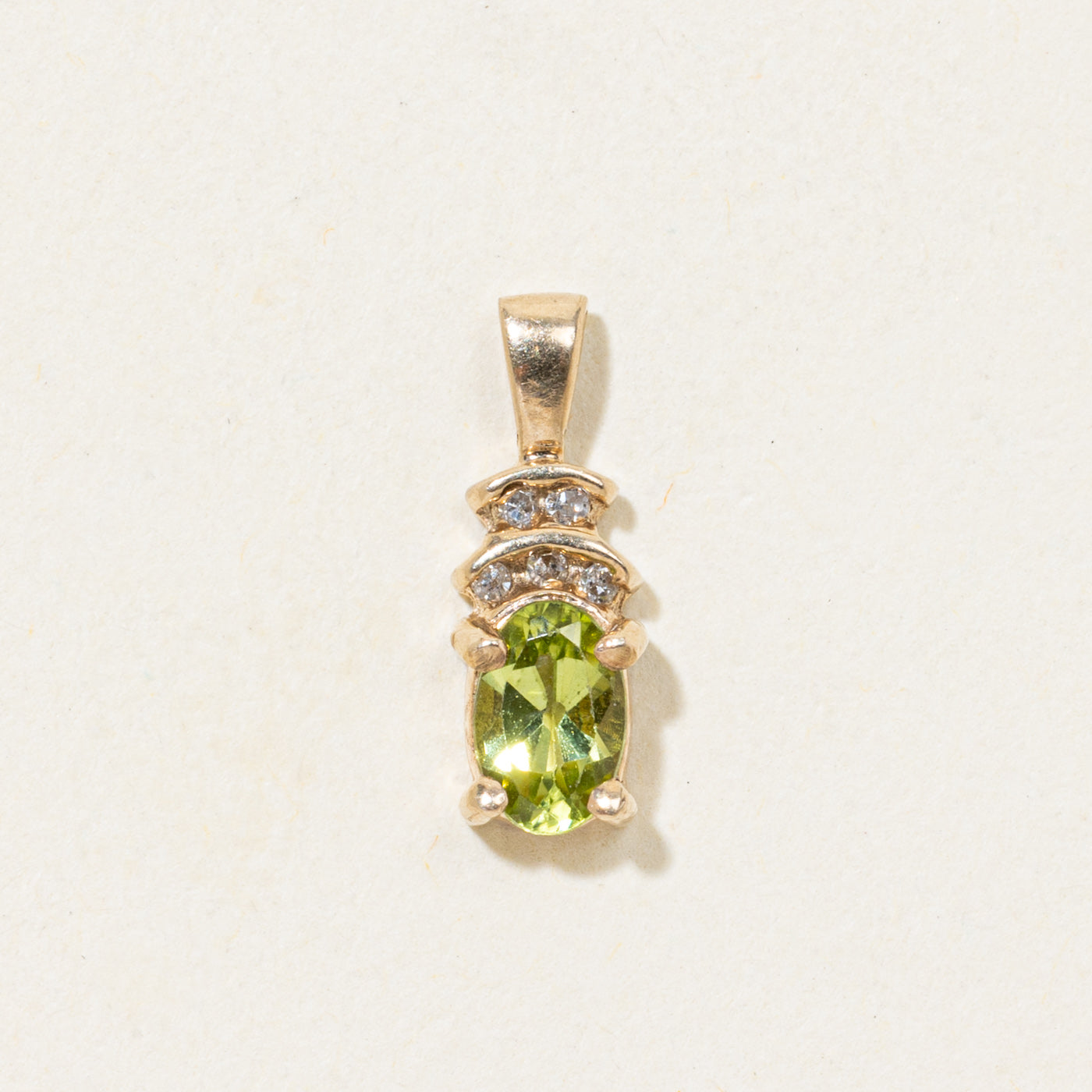 Oval Cut Peridot & Diamond Pendant