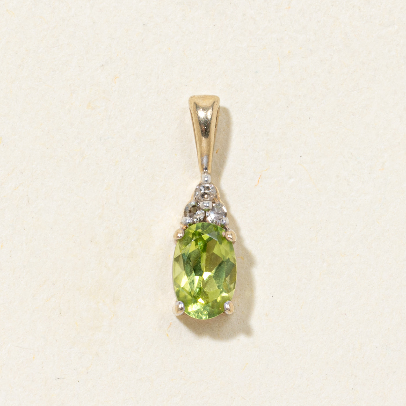 Oval Cut Peridot & Diamond Pendant