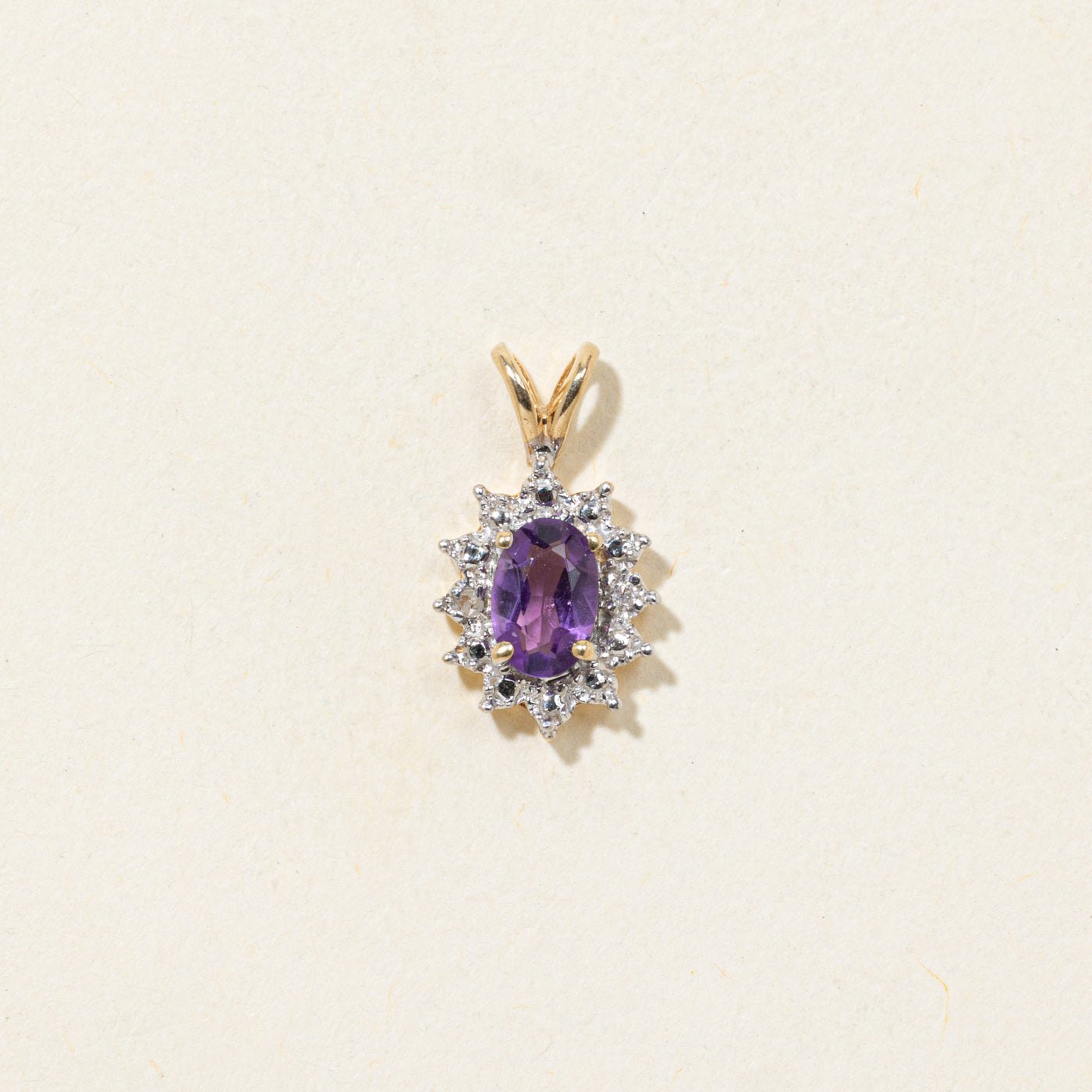 Amethyst & Diamond Petal Halo Pendant