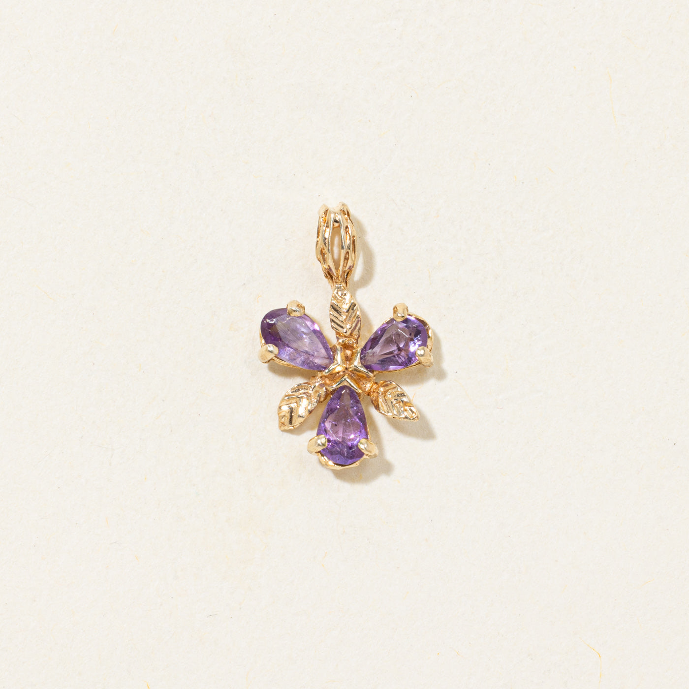 Pear Cut Amethyst Floral Pendant