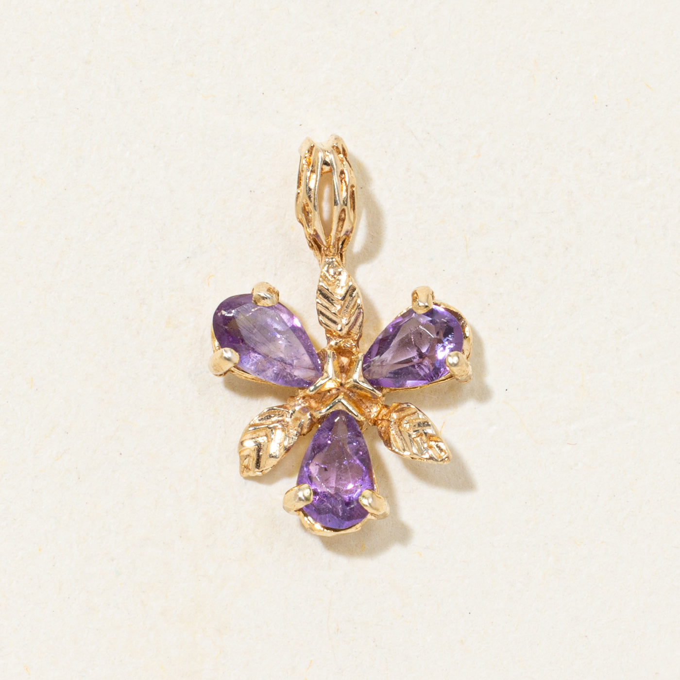 Pear Cut Amethyst Floral Pendant