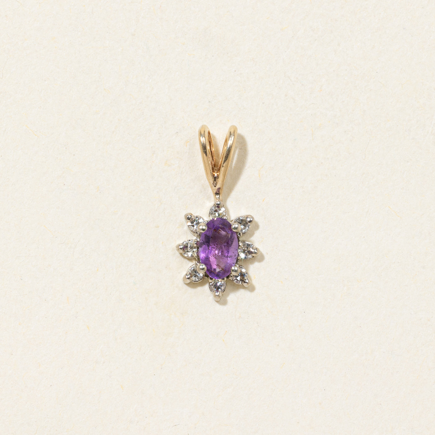 Amethyst & Diamond Petal Pendant