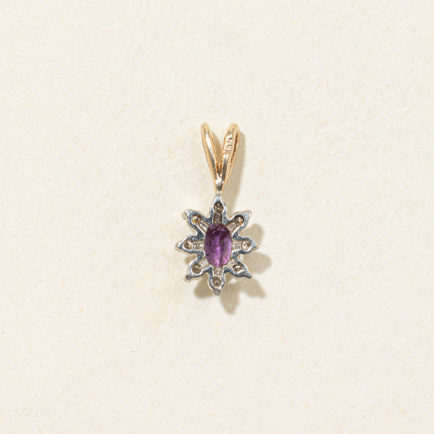 Pendentif pétale en améthyste et diamant