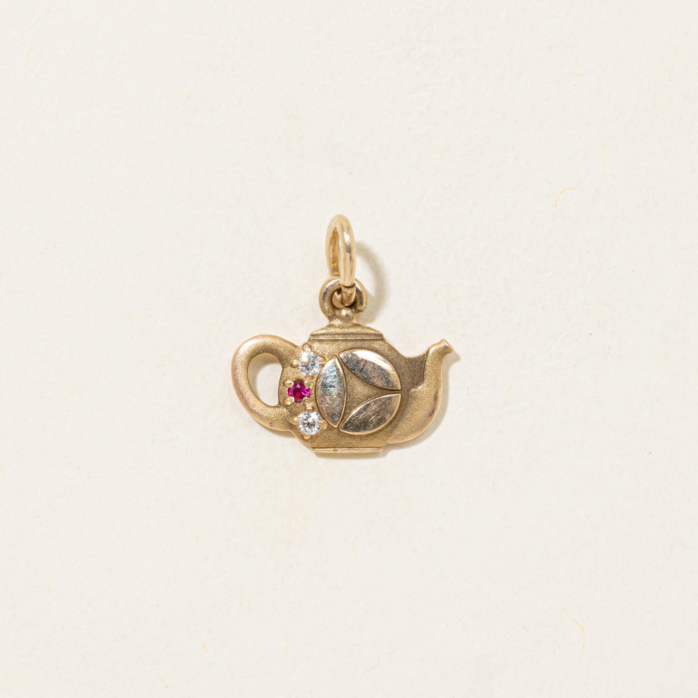 Synthetic Ruby & Diamond Teapot Charm