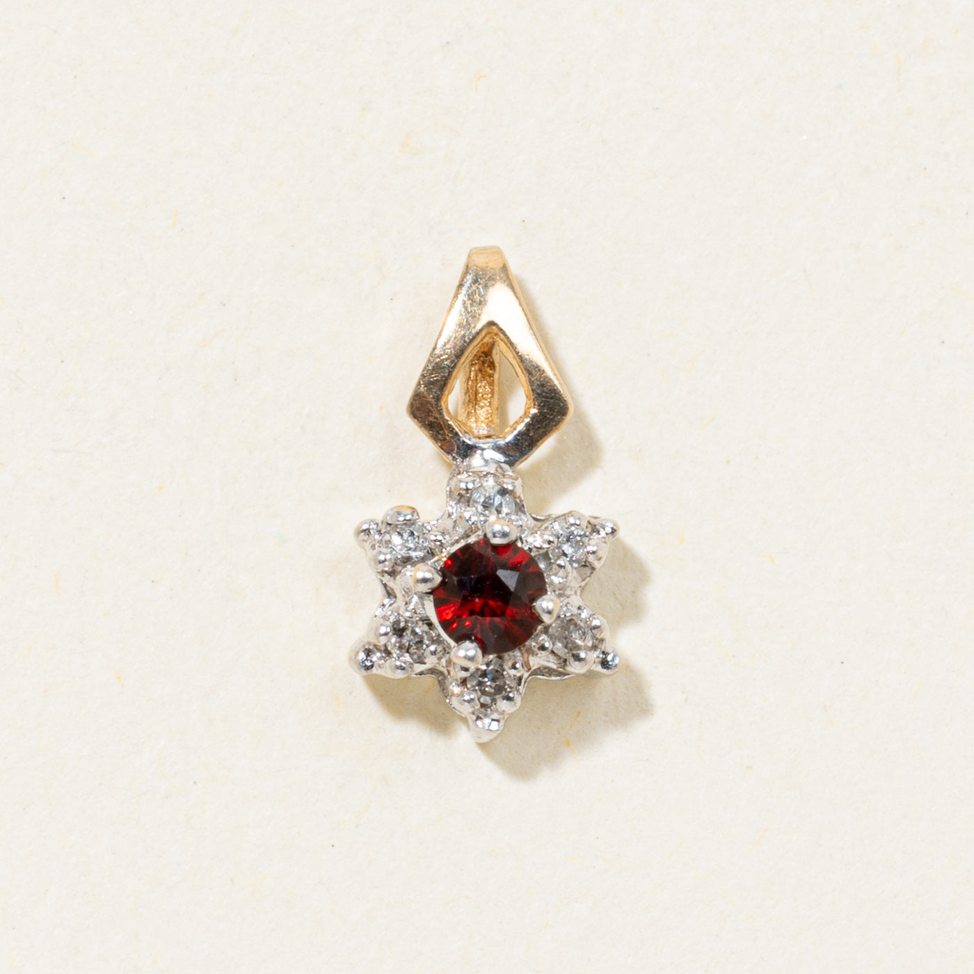Garnet & Diamond Petal Halo Pendant