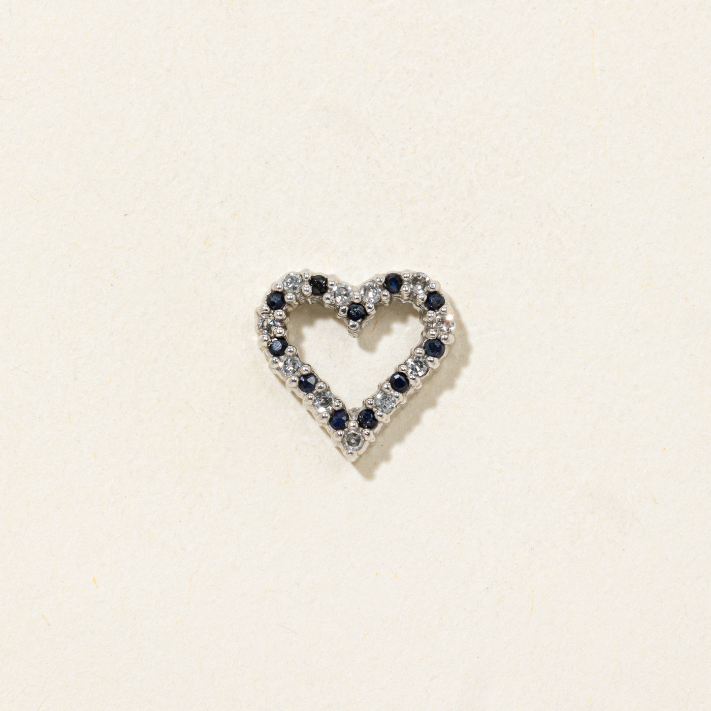 Sapphire & Diamond Open Heart Pendant