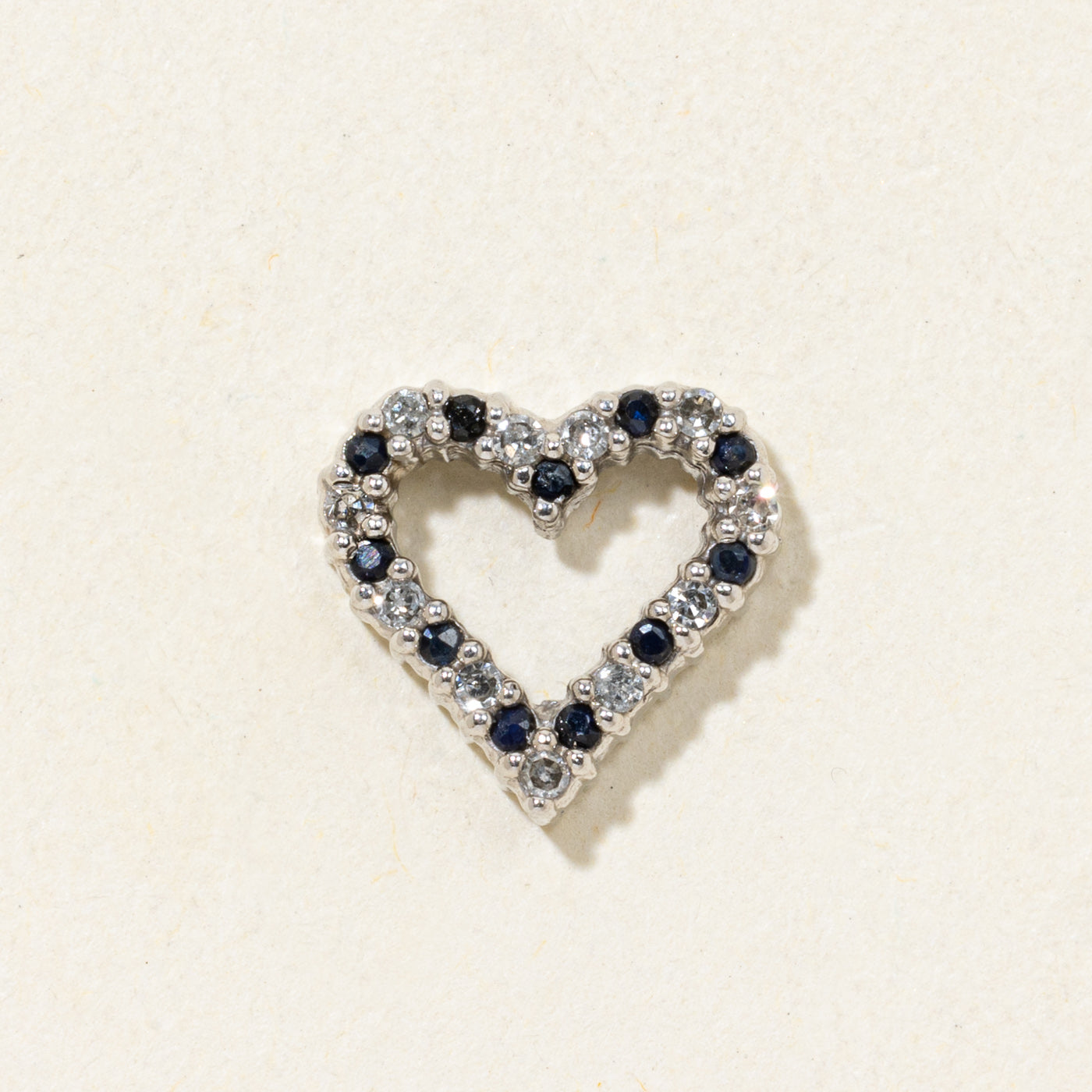Sapphire & Diamond Open Heart Pendant