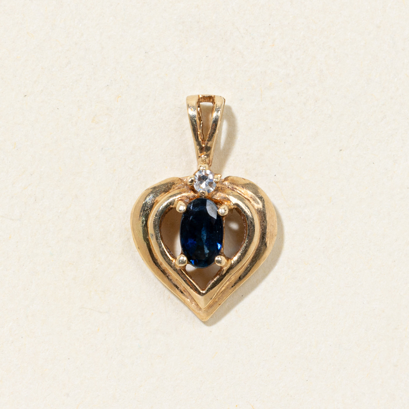 Sapphire & Diamond Heart Pendant