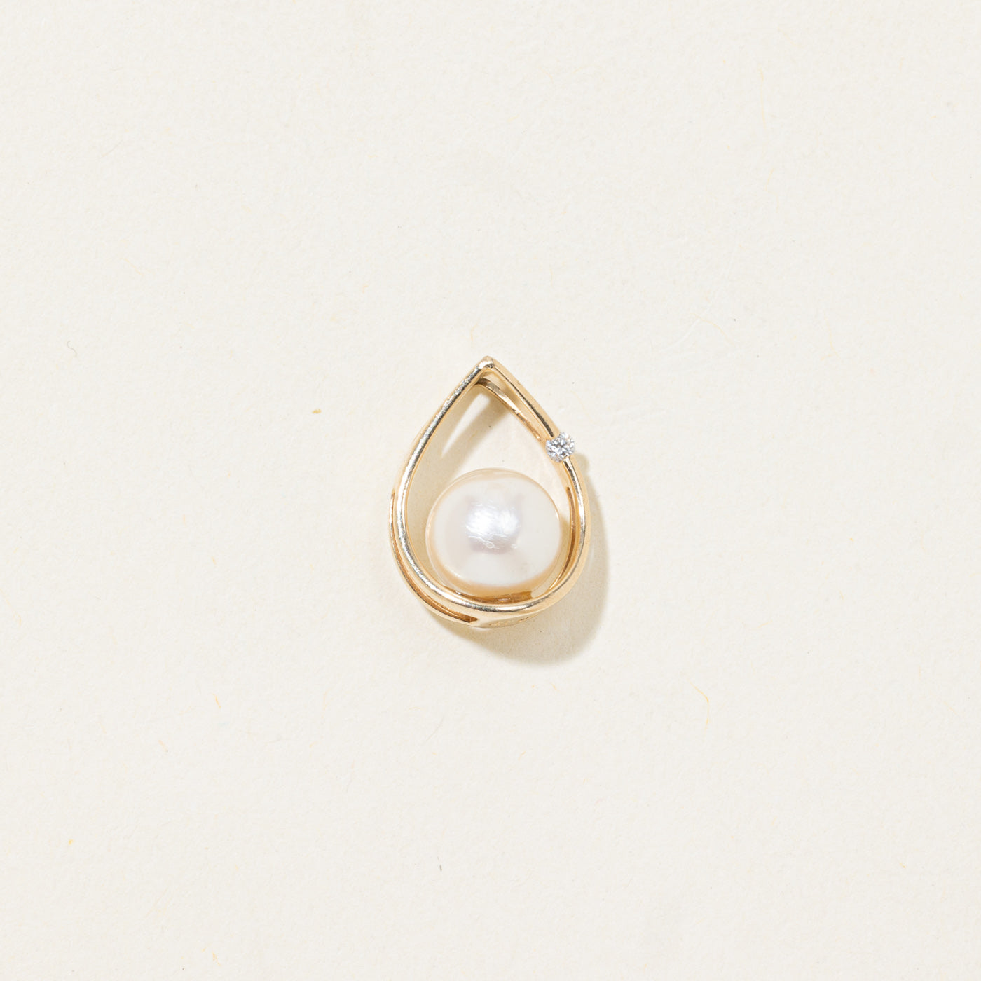 Pearl & Diamond Teardrop Pendant