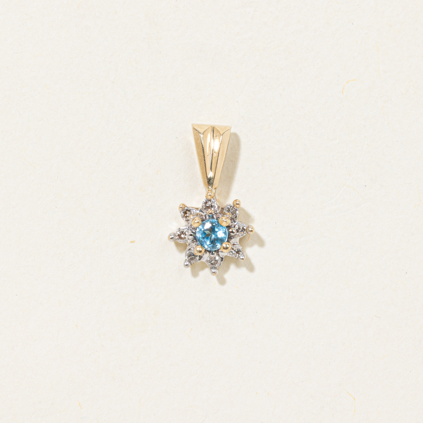 Blue Topaz & Diamond Petal Pendant