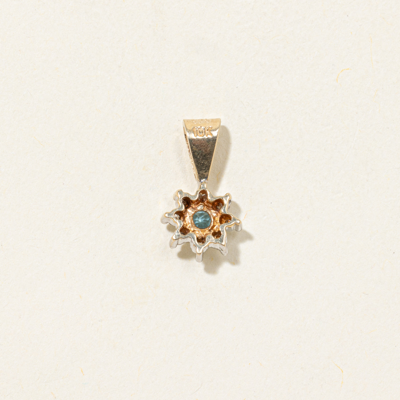 Blue Topaz & Diamond Petal Pendant